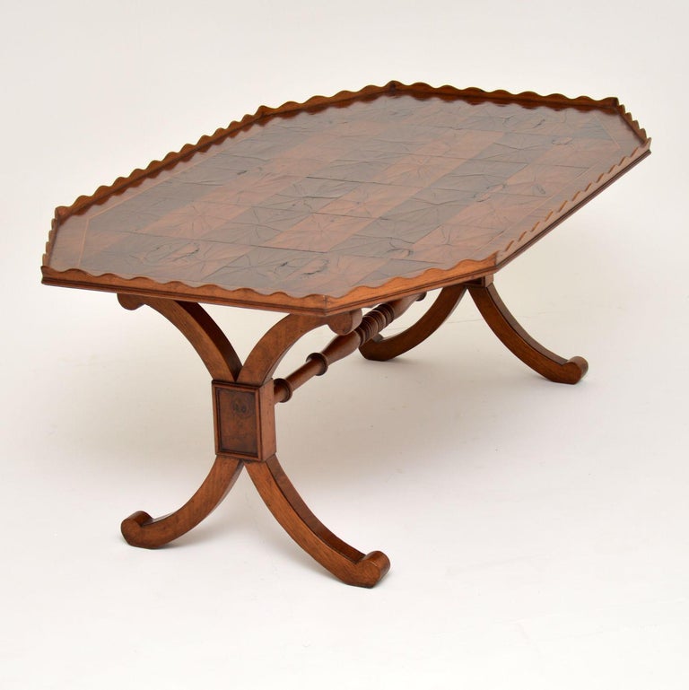 Antique Yew Wood Oyster Veneer Coffee Table at 1stDibs