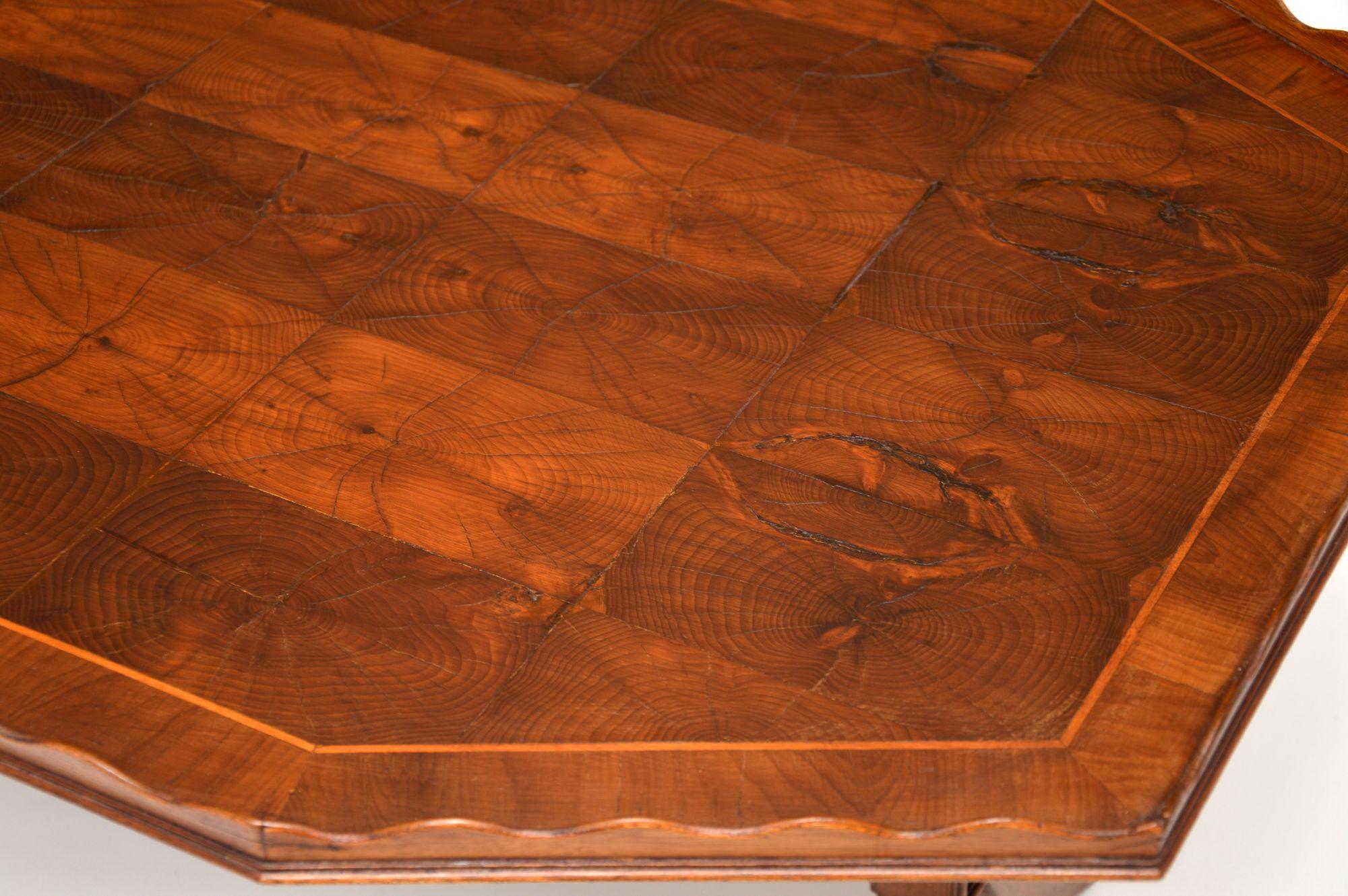 20th Century Antique Yew Wood Oyster Veneer Coffee Table