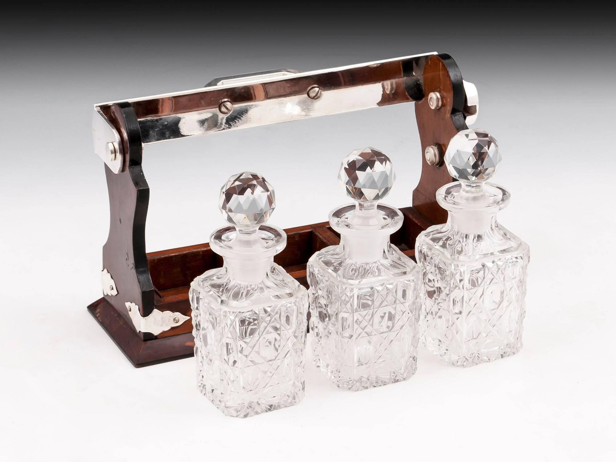 British Antique Yew Wood Perfume Tantalus E. Rimmel London 19th Century