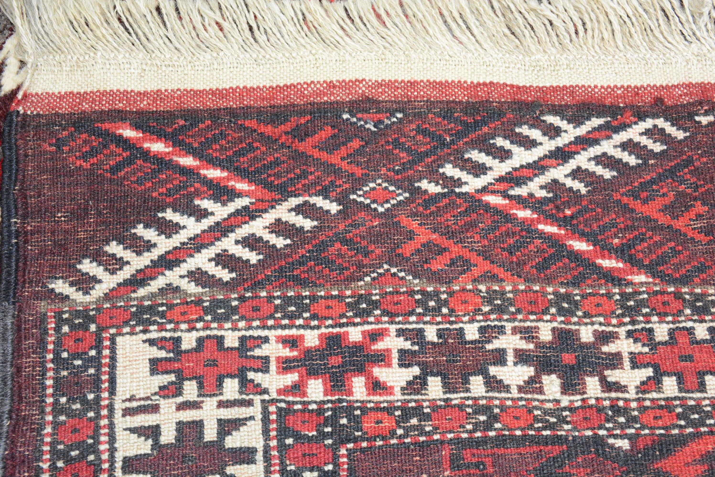 Wool Antique Yomud Bokhara Rug For Sale