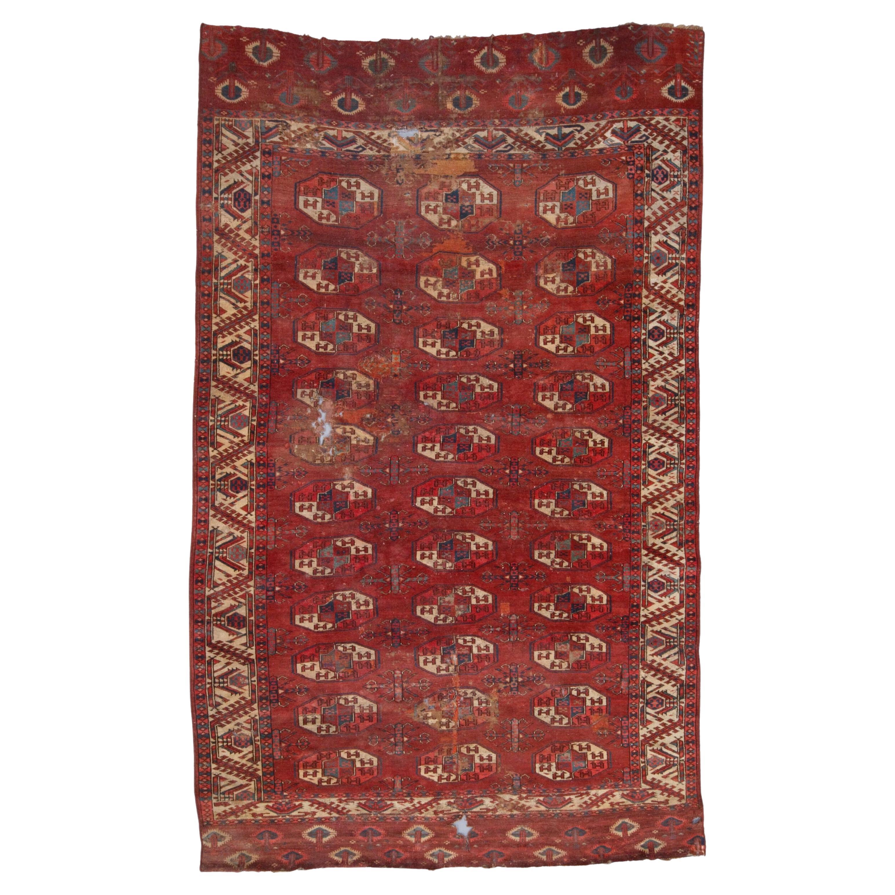 Antique Yomud Main Carpet - Early Turkmen Yomud Main Rug Circa 1800, Antique Rug For Sale