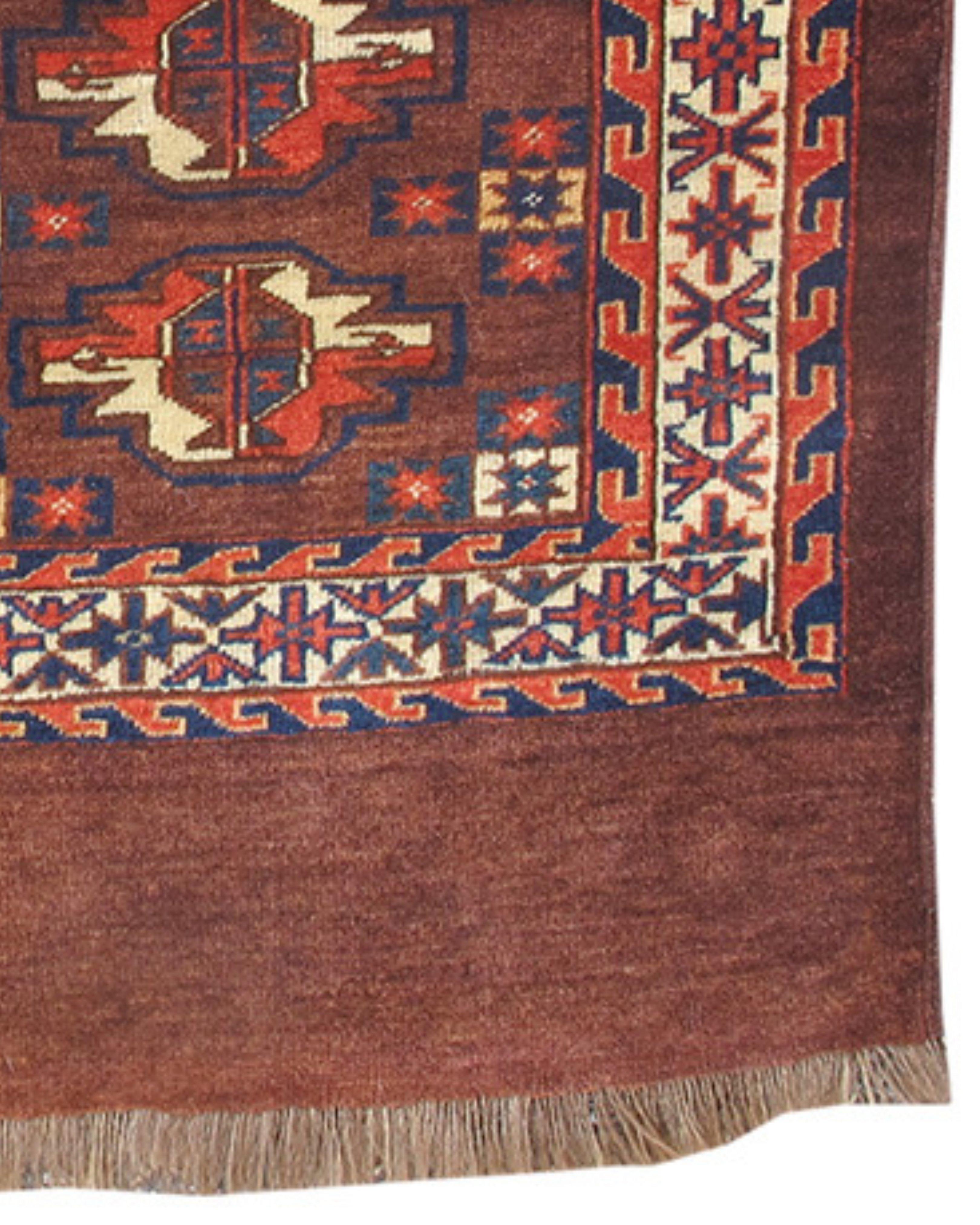 Antique Yomut Chuval Rug, Late 19th Century

Additional Information:
Dimensions: 3'5