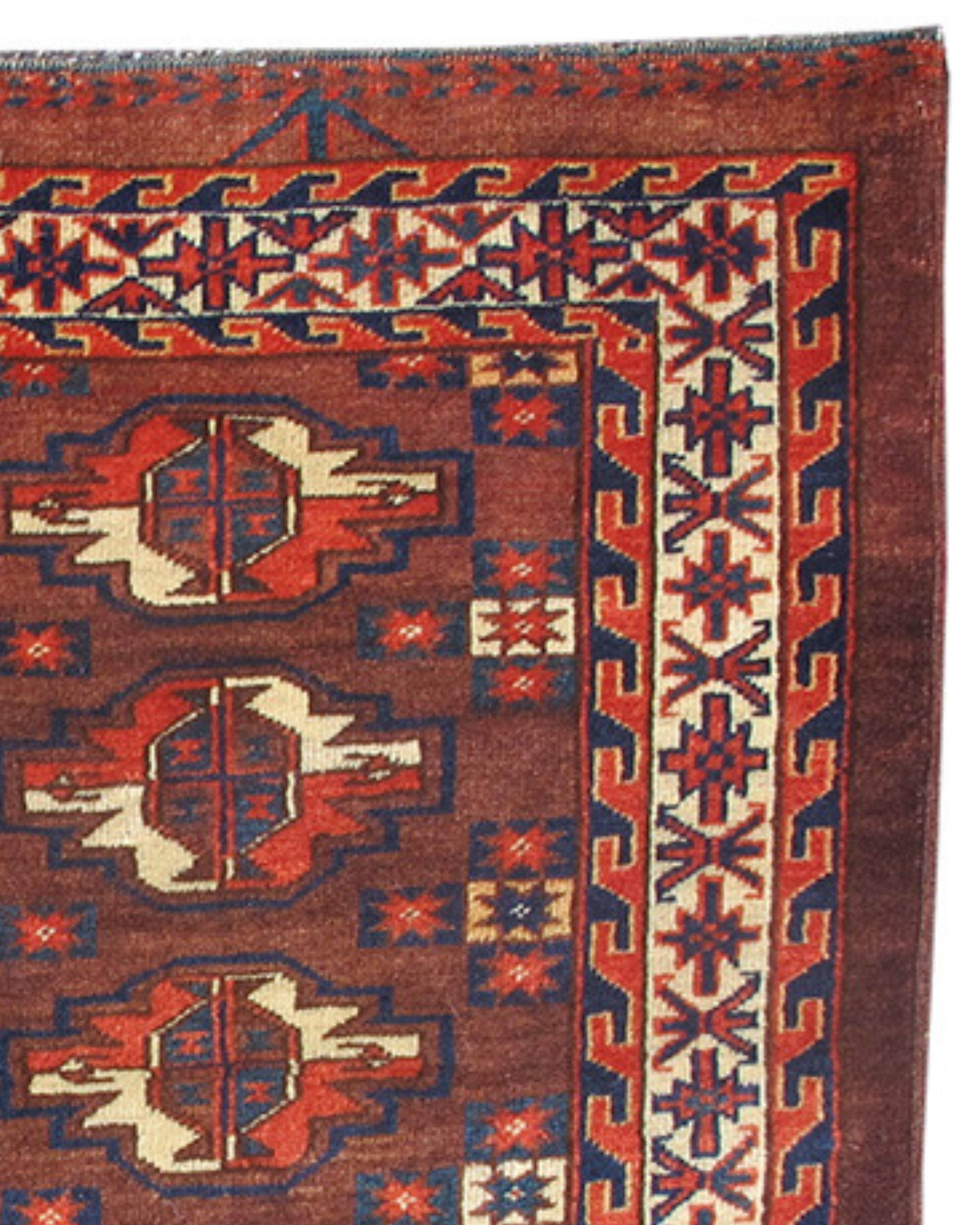 Turkmen Antique Yomut Chuval Rug, Late 19th Century For Sale