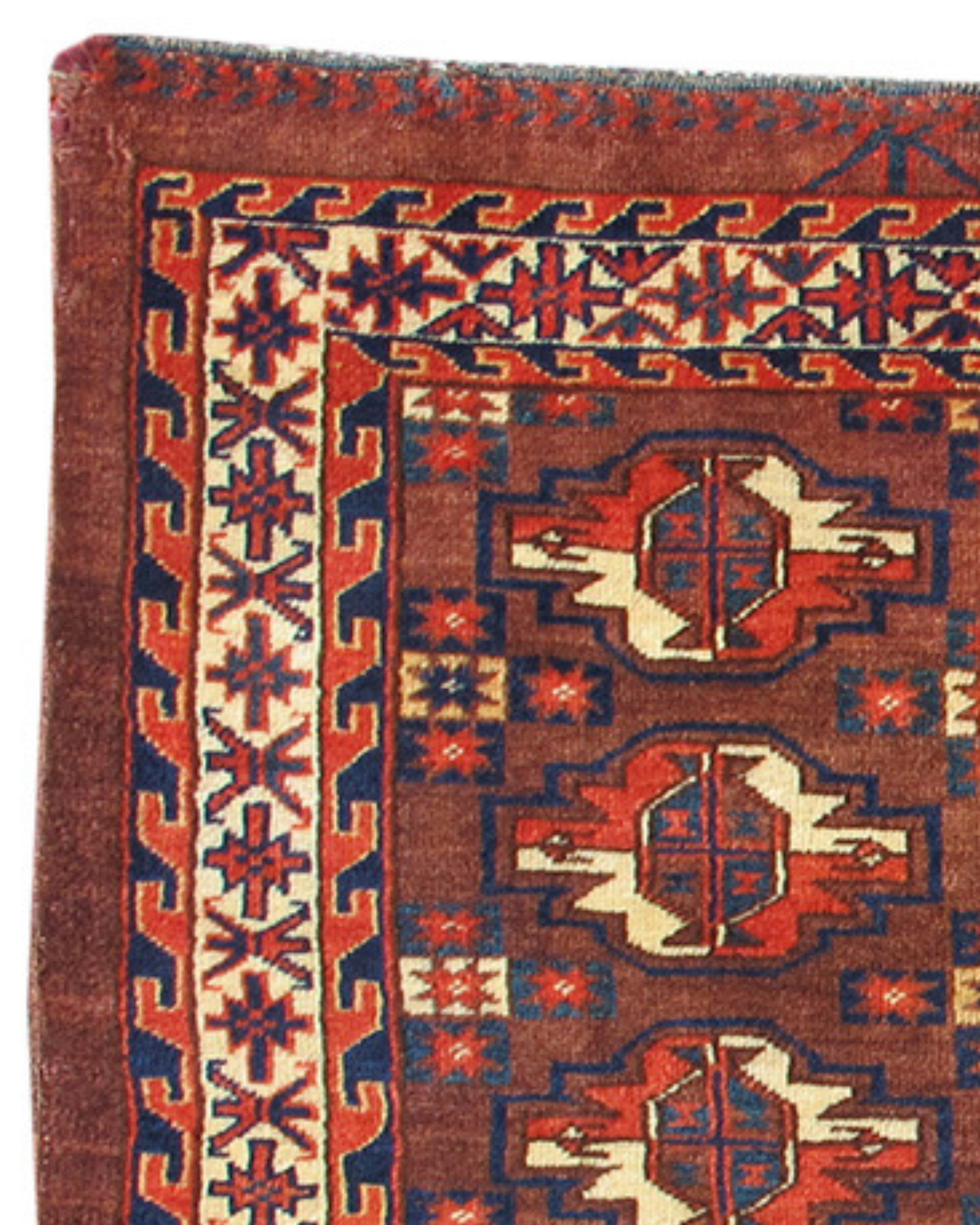 Hand-Knotted Antique Yomut Chuval Rug, Late 19th Century For Sale