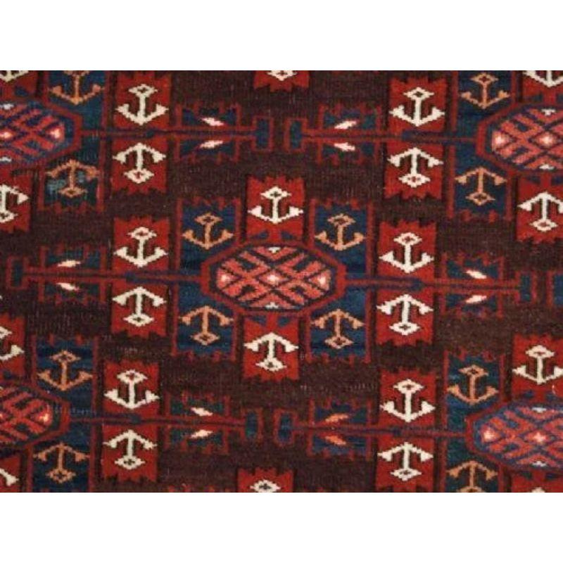 19th Century Antique Yomut Turkmen Main Carpet with 'Kepse' Gul Design, circa 1900 For Sale