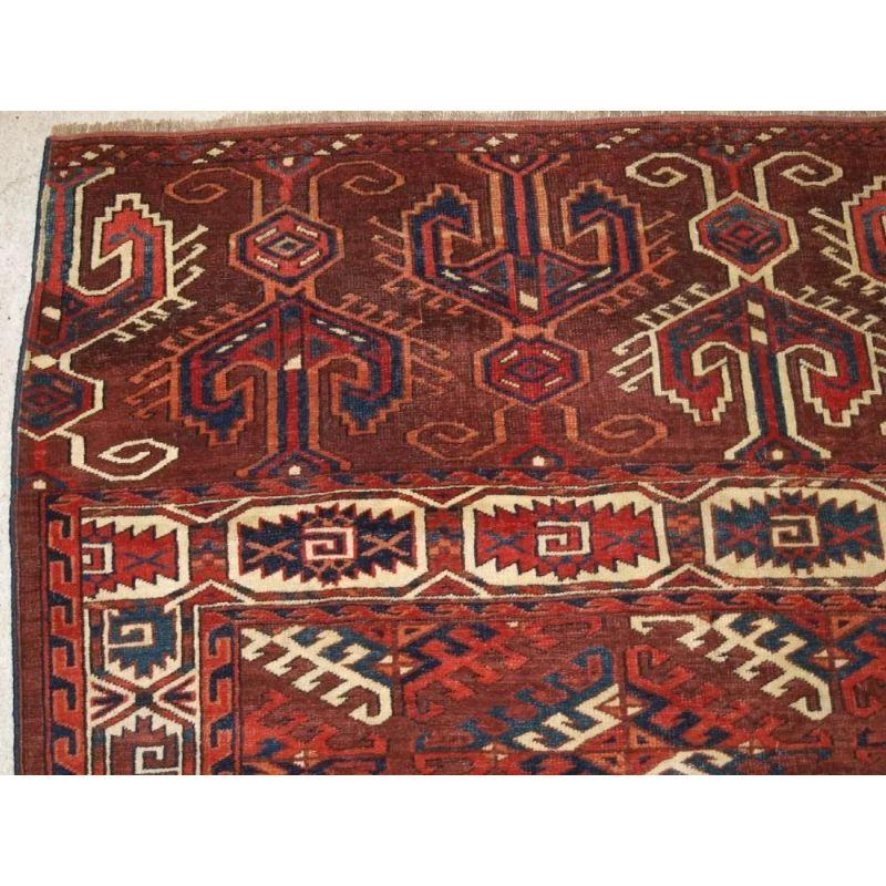 Antiker Yomut-Turkmenen-Hauptteppich mit großen Elem-Panelen, um 1850/70 (Turkmenisch) im Angebot