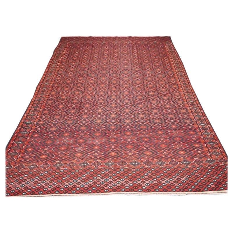 Antiker Yomut Turkmen Pallas Soumak-Kelim, Enden mit Diamantdesign, um 1900/20 im Angebot