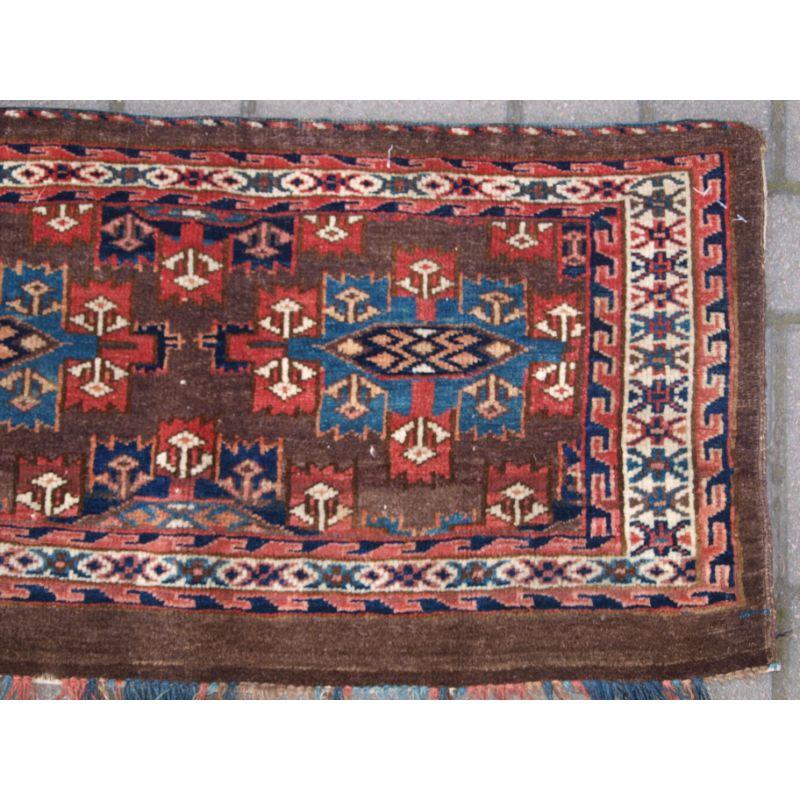 19th Century Antique Yomut Turkmen Torba with Kepse Gul Design For Sale