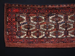 Antique Yomut Turkmen torba with lattice design. Circa 1880.