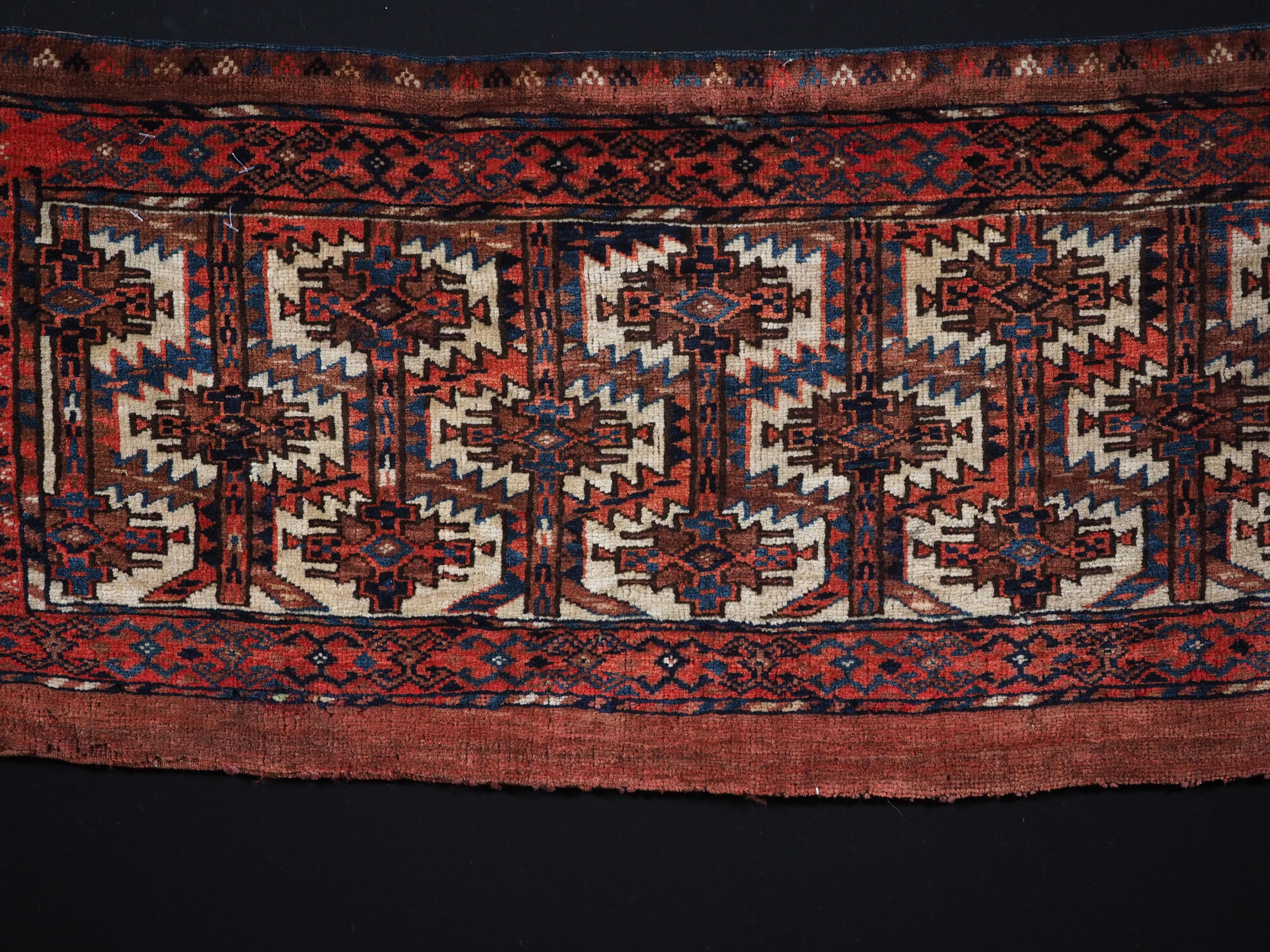 Caucasian Antique Yomut Turkmen torba with lattice design.  Circa 1880. For Sale