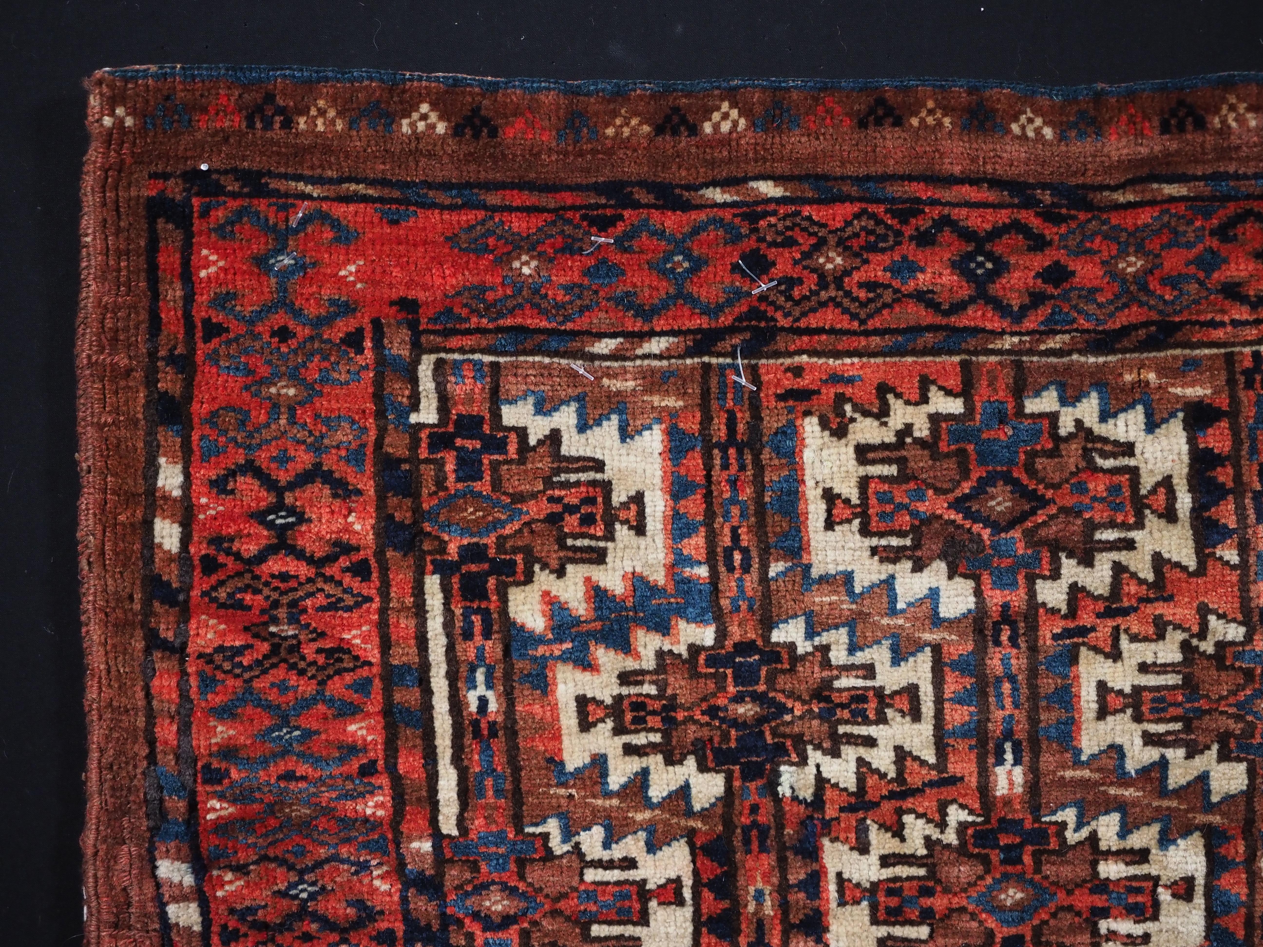 Late 19th Century Antique Yomut Turkmen torba with lattice design.  Circa 1880. For Sale