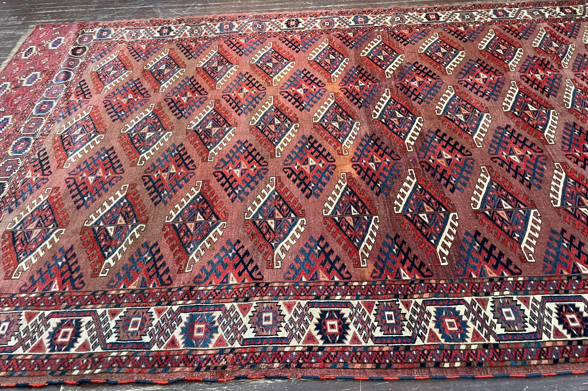 Antique Yomuth Carpet, Turkoman, as Is For Sale 2