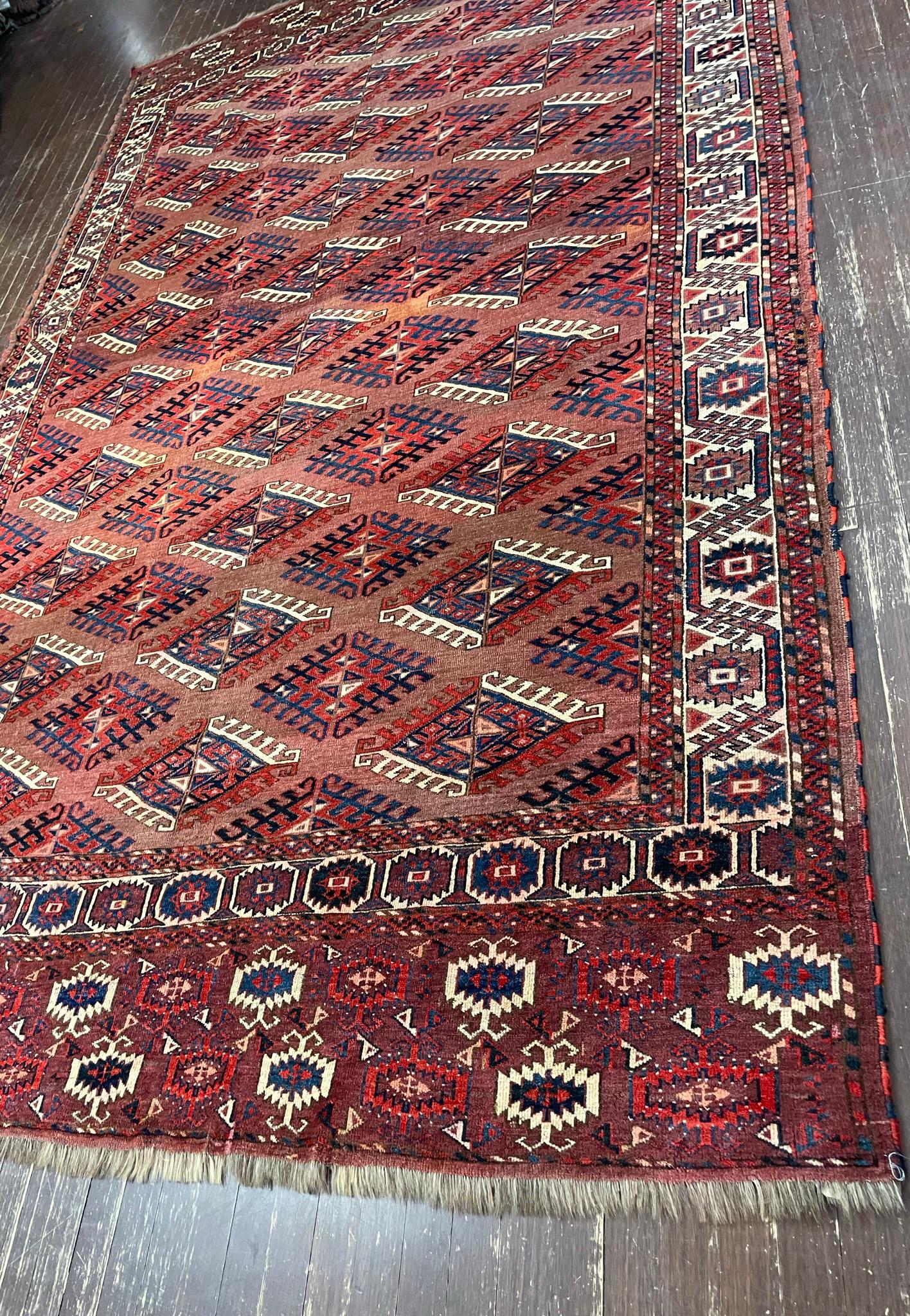 Antique Yomuth Carpet, Turkoman, as Is For Sale 3