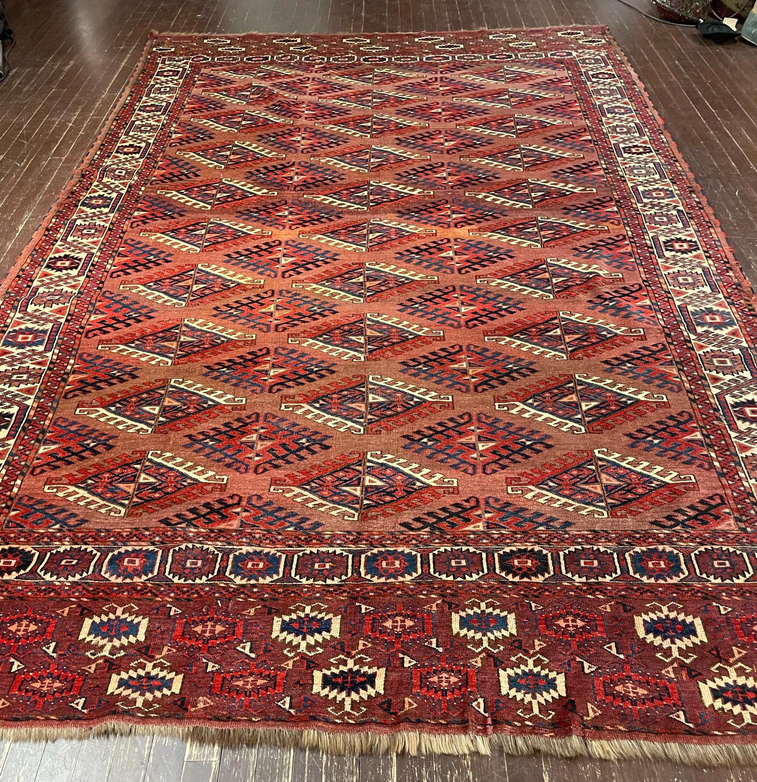 Antique Yomuth Carpet, Turkoman, as Is For Sale 4