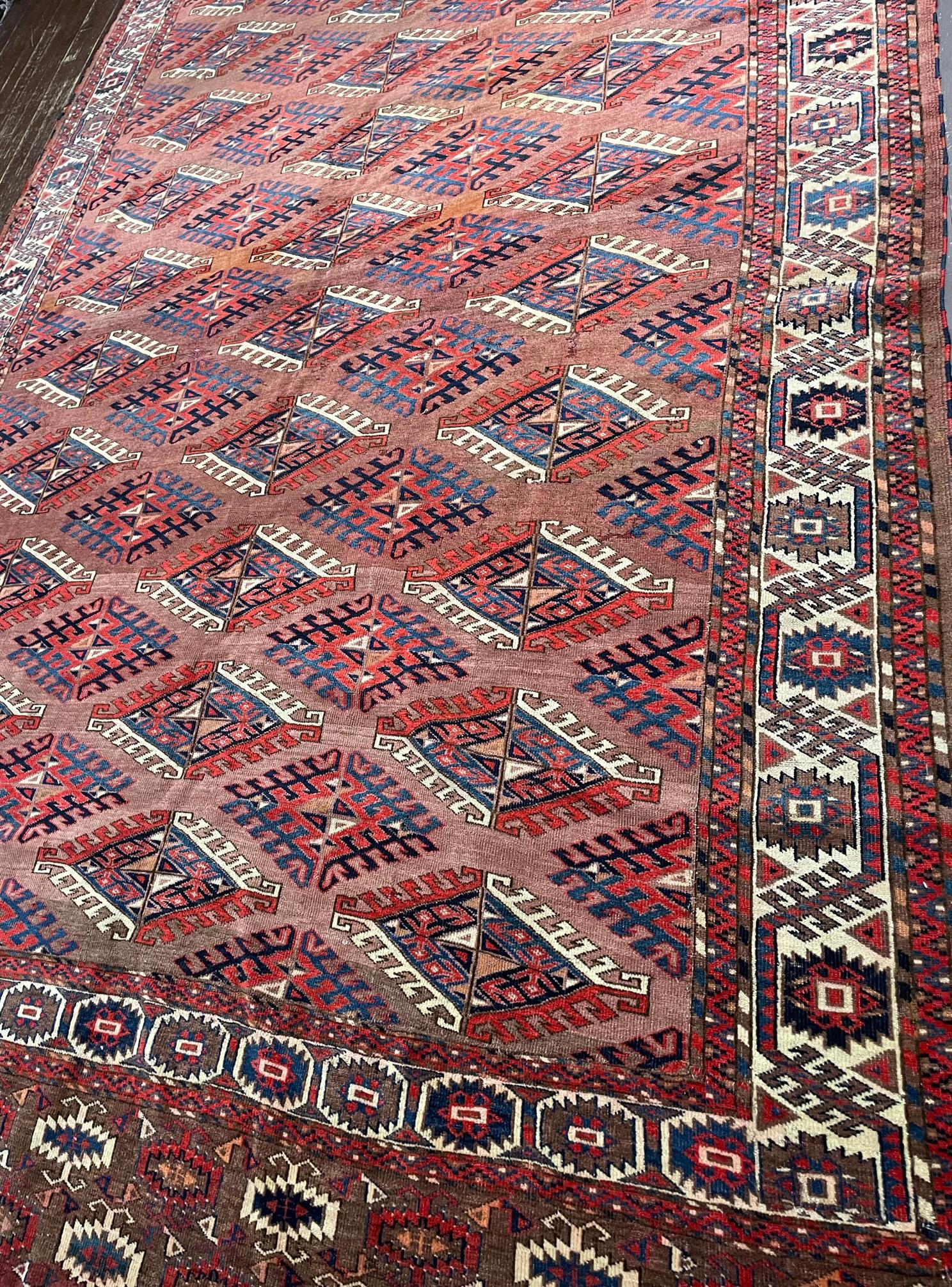 Hand-Knotted Antique Yomuth Carpet, Turkoman, as Is For Sale