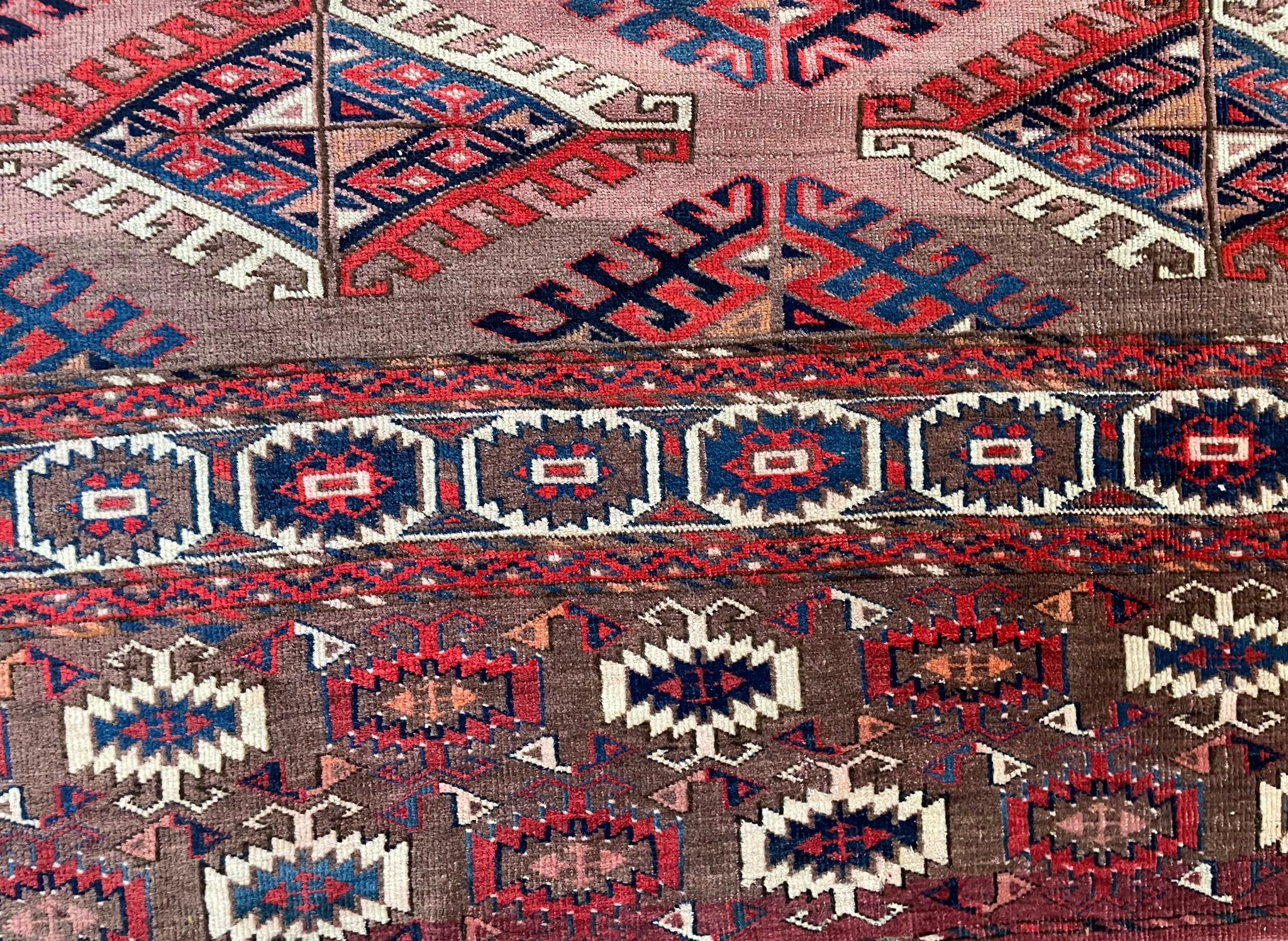 Wool Antique Yomuth Carpet, Turkoman, as Is For Sale