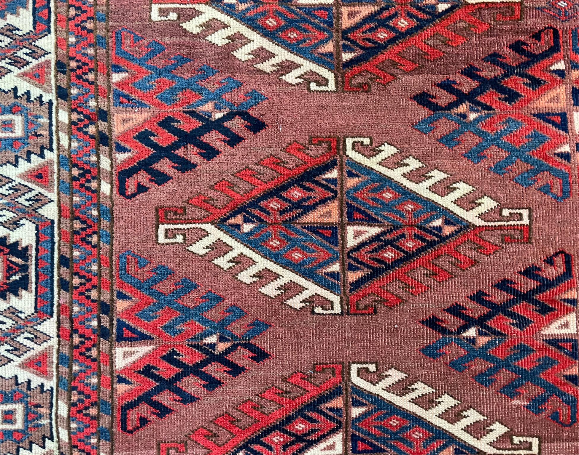Antique Yomuth Carpet, Turkoman, as Is For Sale 1