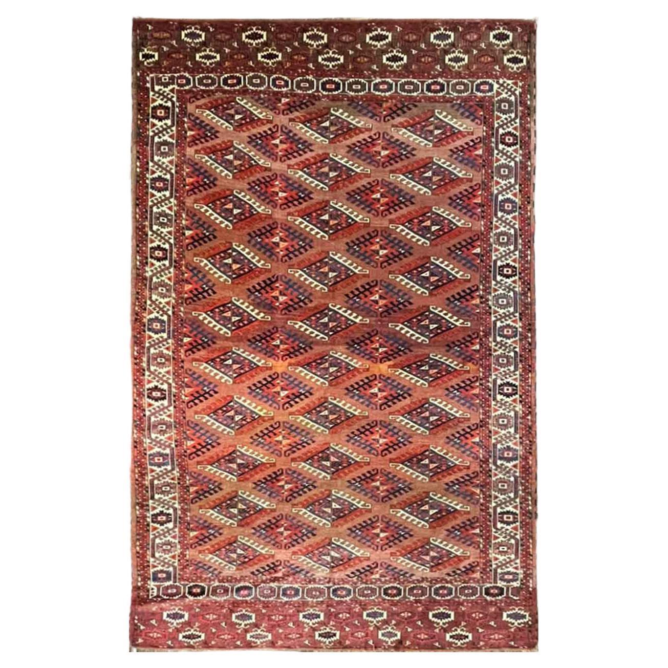 Antiker Yomuth-Teppich, Turkoman, 6'8" x 11', wie gesehen im Angebot