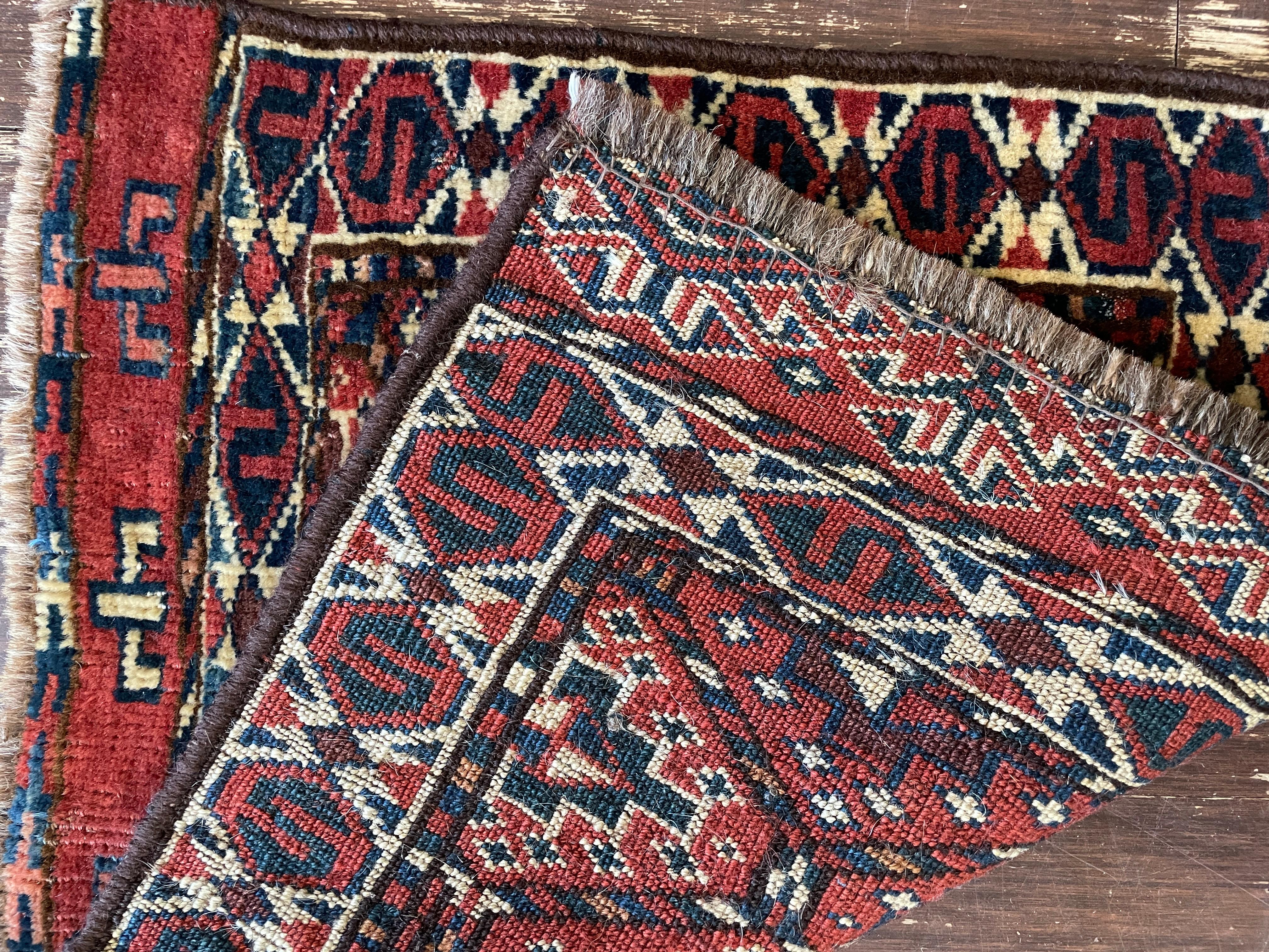 Antiker Yomuth-Teppich/Tasche, Turkoman, wie gesehen (Stammeskunst) im Angebot