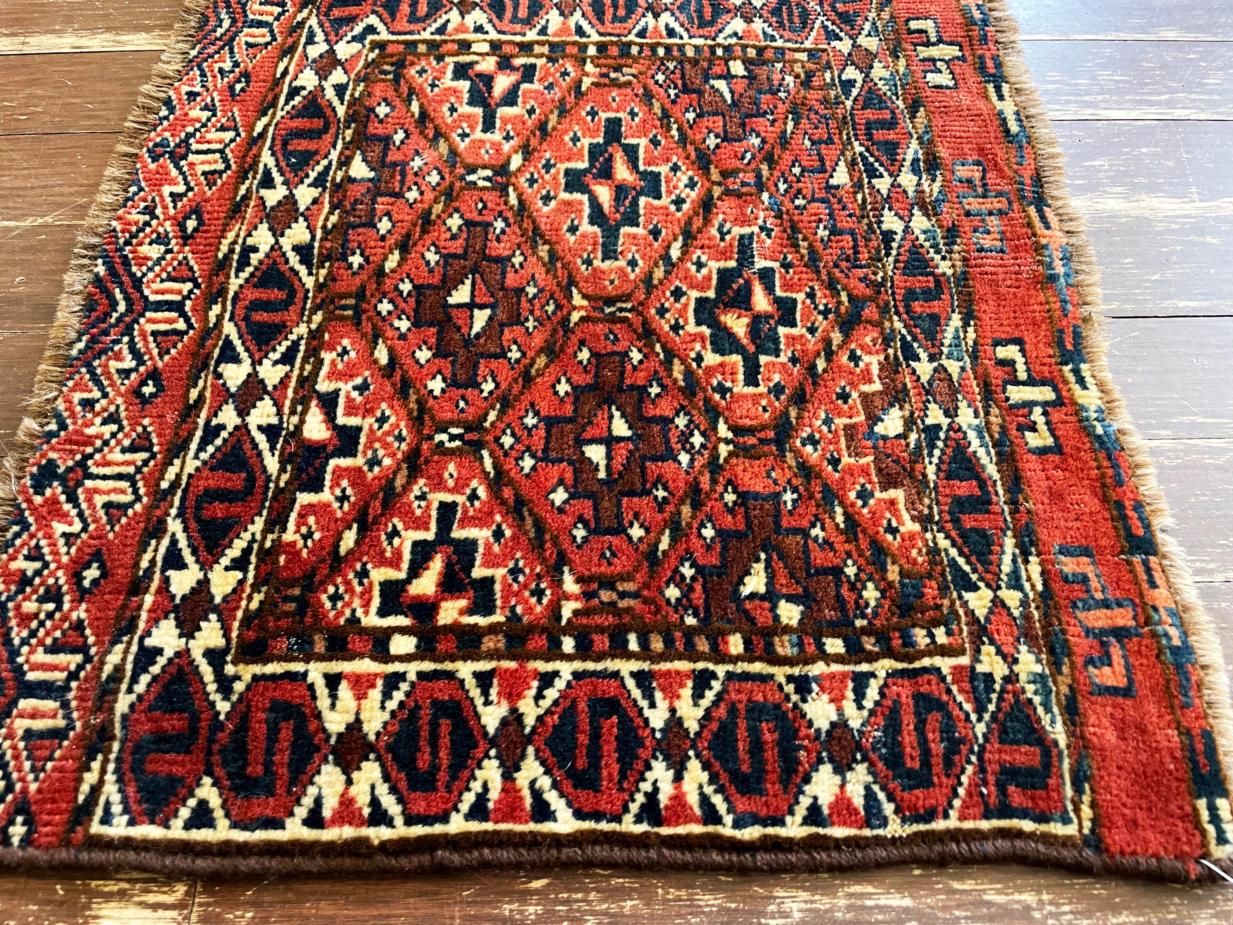 Antiker Yomuth-Teppich/Tasche, Turkoman, wie gesehen (Handgeknüpft) im Angebot