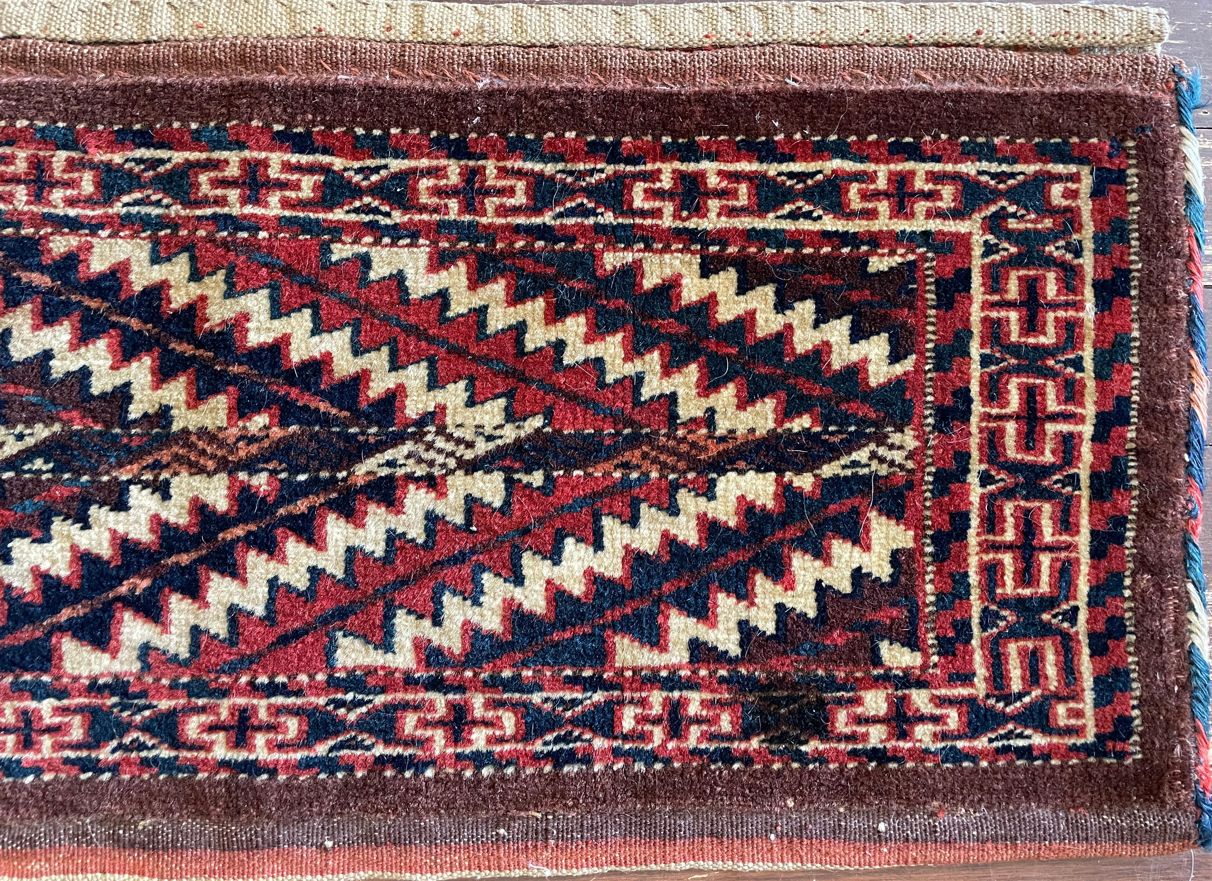 Hand-Knotted Antique Yomuth Rug/Bag, Turkoman For Sale