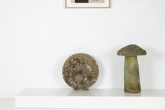 Antique Yorkstone Mill Wheel or Grinding Stone with Weathered Patina and Lichen