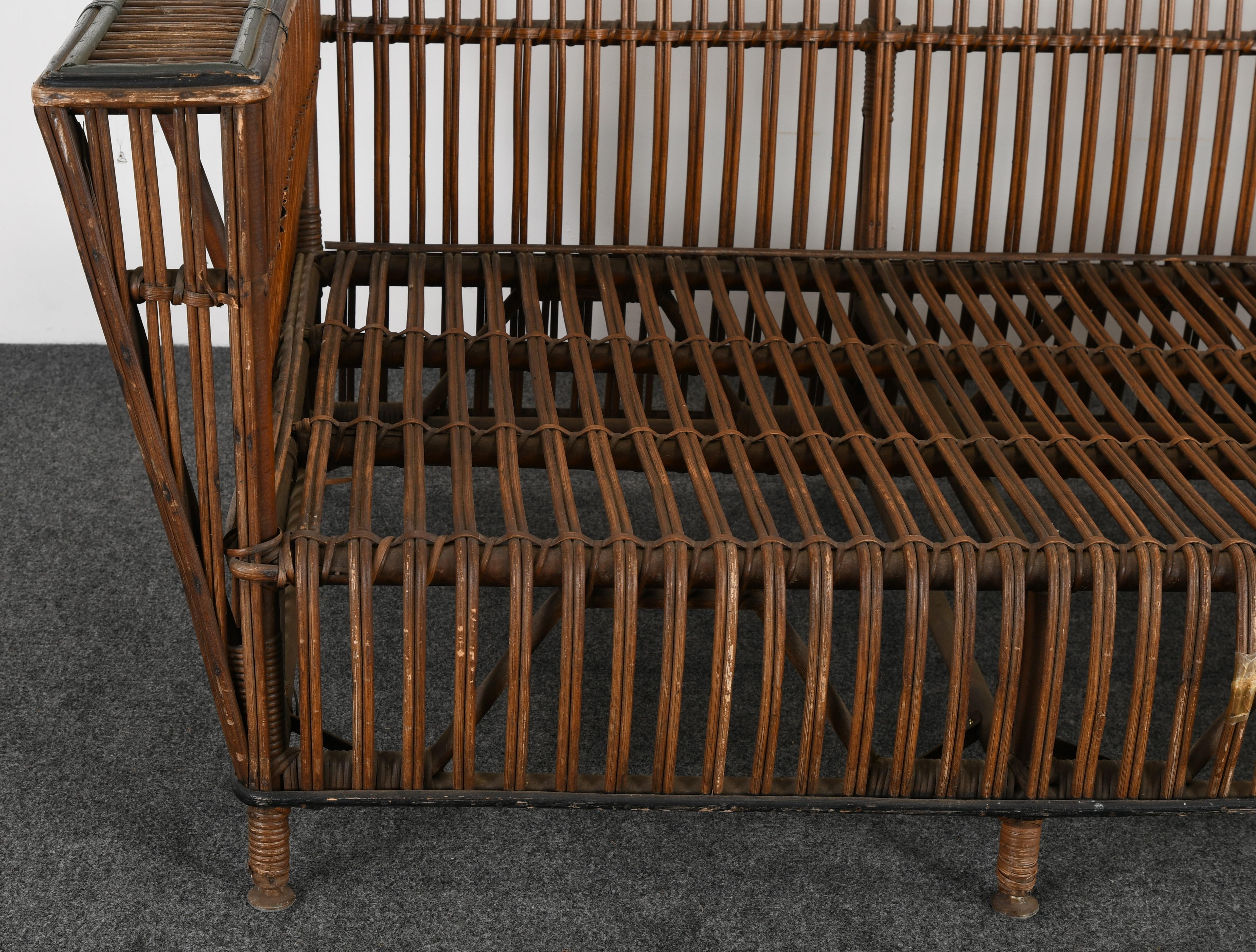 Rattan Antique Ypsilanti Stick Wicker Set, 1930s