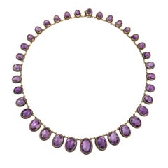 Antique Yugoslavian portrait-set amethyst riviere necklace
