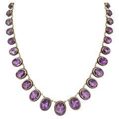 Antique Yugoslavian portrait-set amethyst riviere necklace