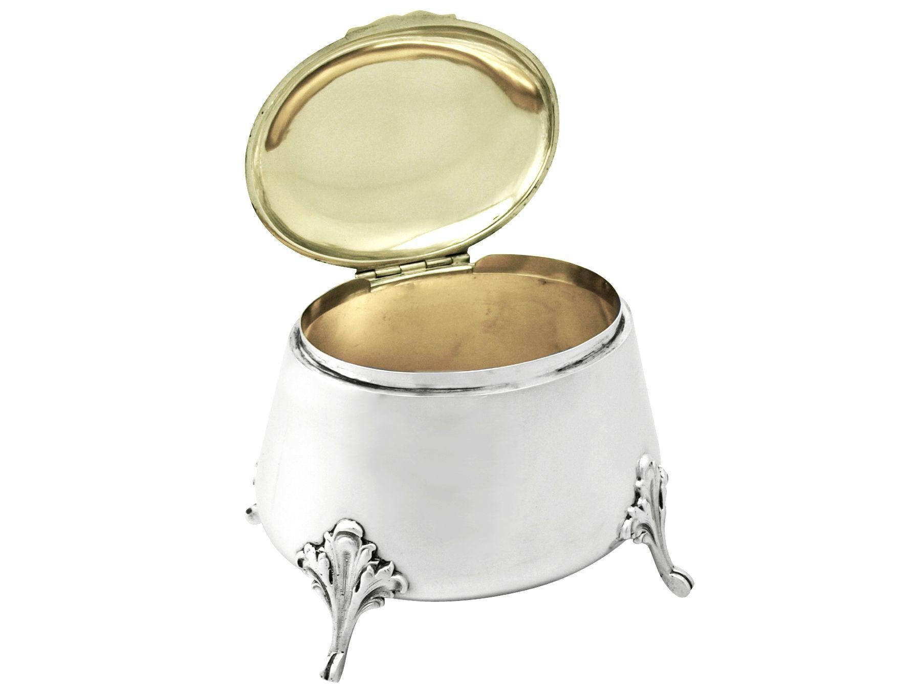 European Antique Yugoslavian Silver Tea Caddy, circa 1925 For Sale