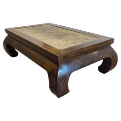 Antique Yumu Wood Rattan Top Low Table