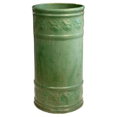 Antique Zanesville Pottery Matt Green Arts & Craft Umbrella Stick Stand Jar #1