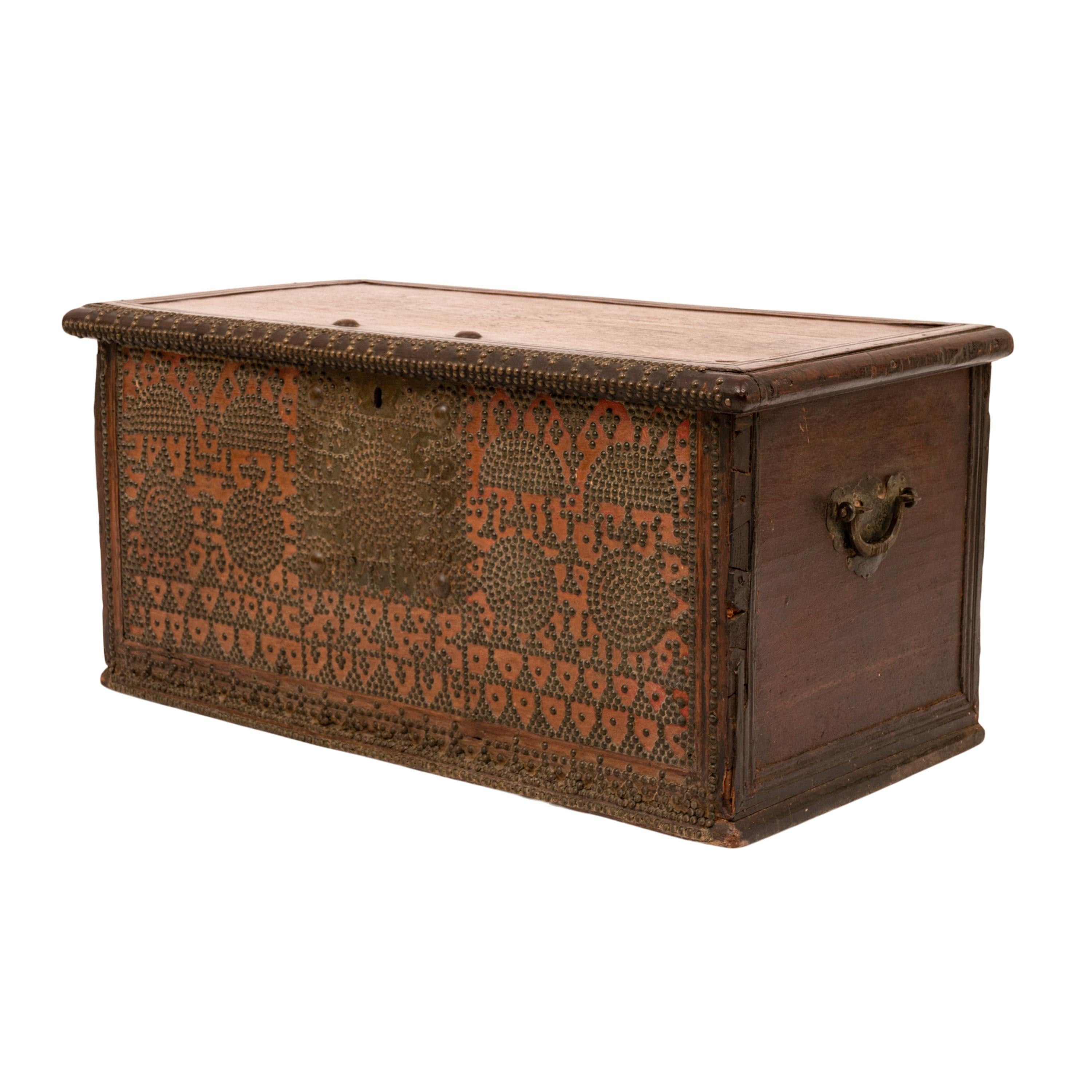Islamic Antique Zanzibar Omani Arab Padouk Teak Brass Stud Dowry Chest Coffer Truck 1820