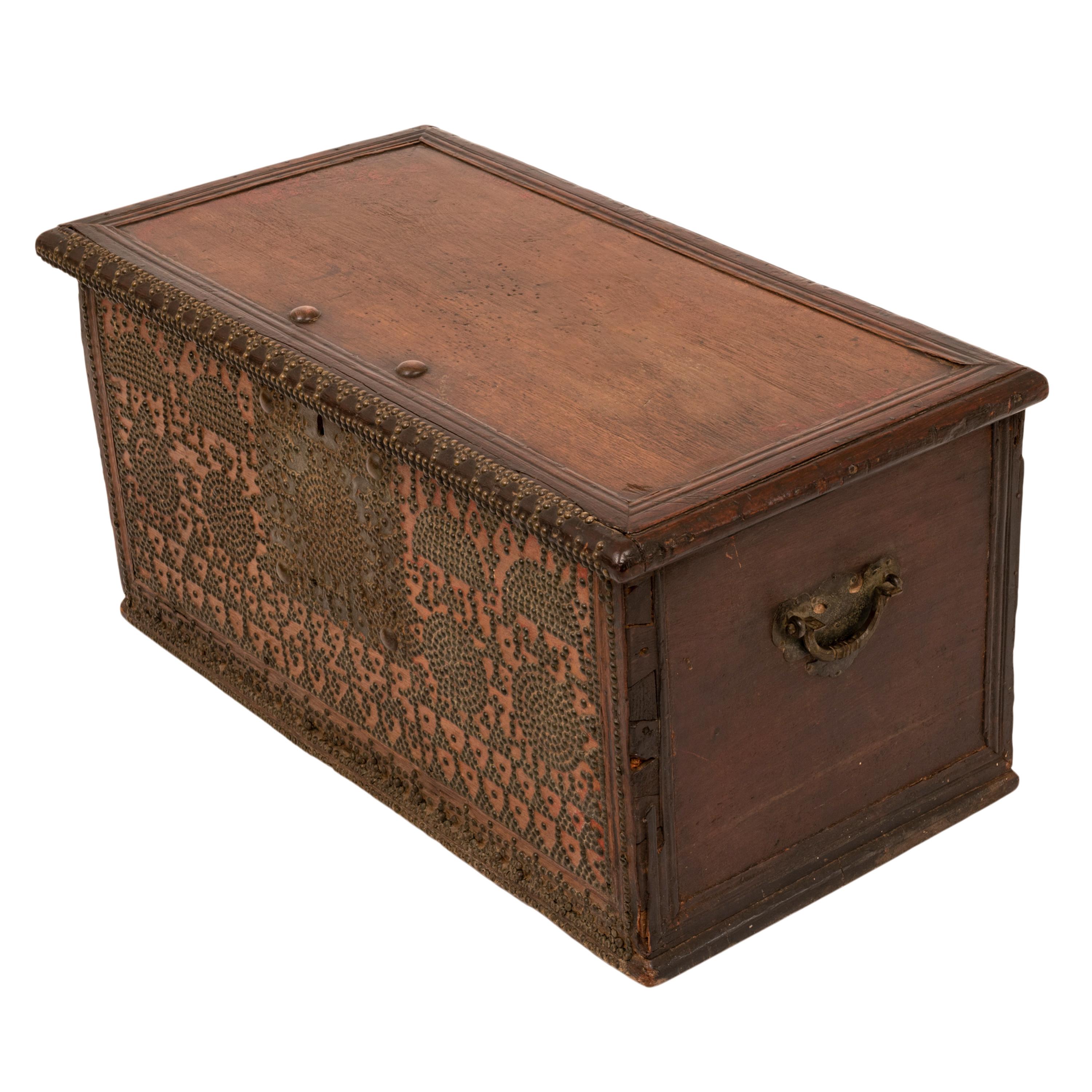 Early 19th Century Antique Zanzibar Omani Arab Padouk Teak Brass Stud Dowry Chest Coffer Truck 1820