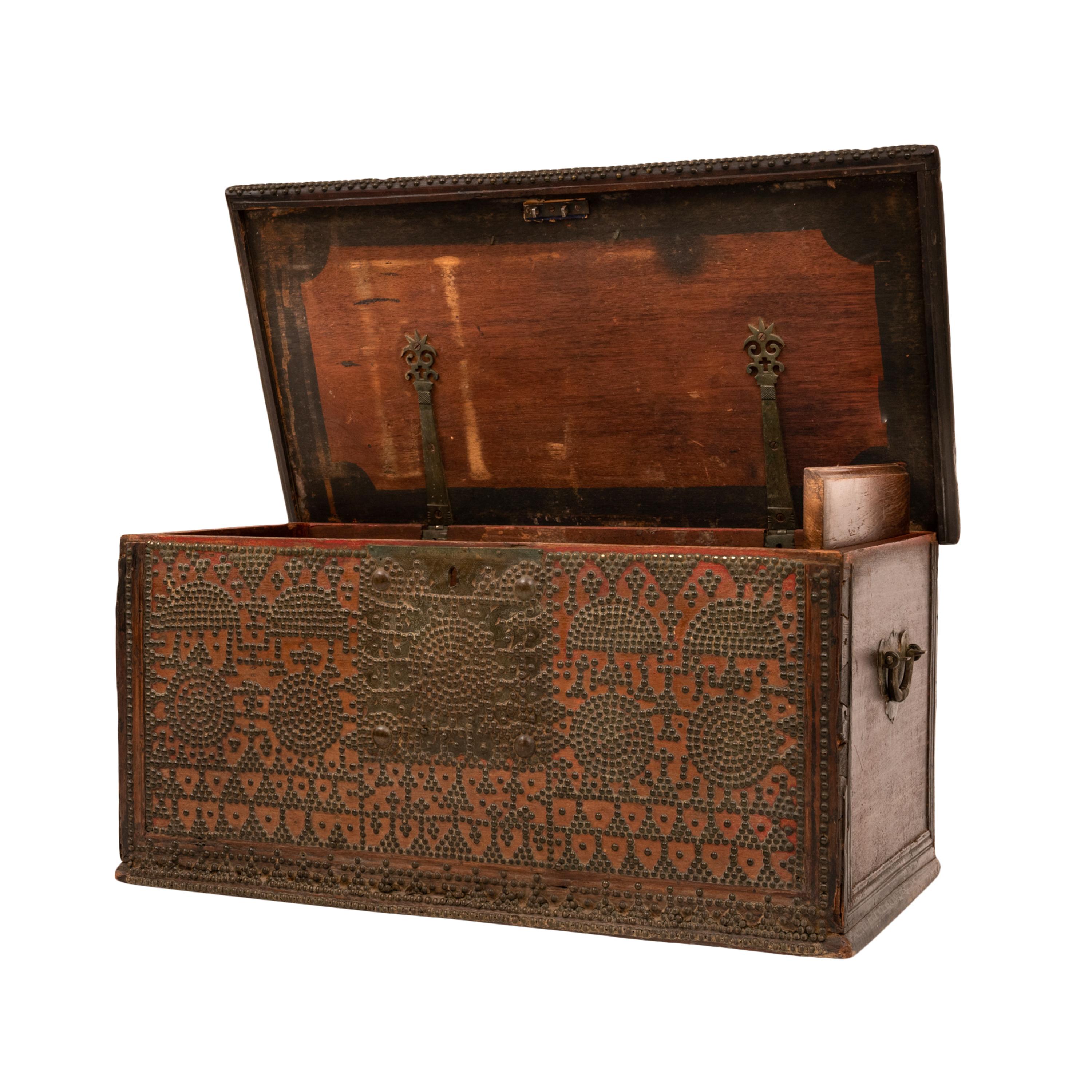 Antique Zanzibar Omani Arab Padouk Teak Brass Stud Dowry Chest Coffer Truck 1820 1