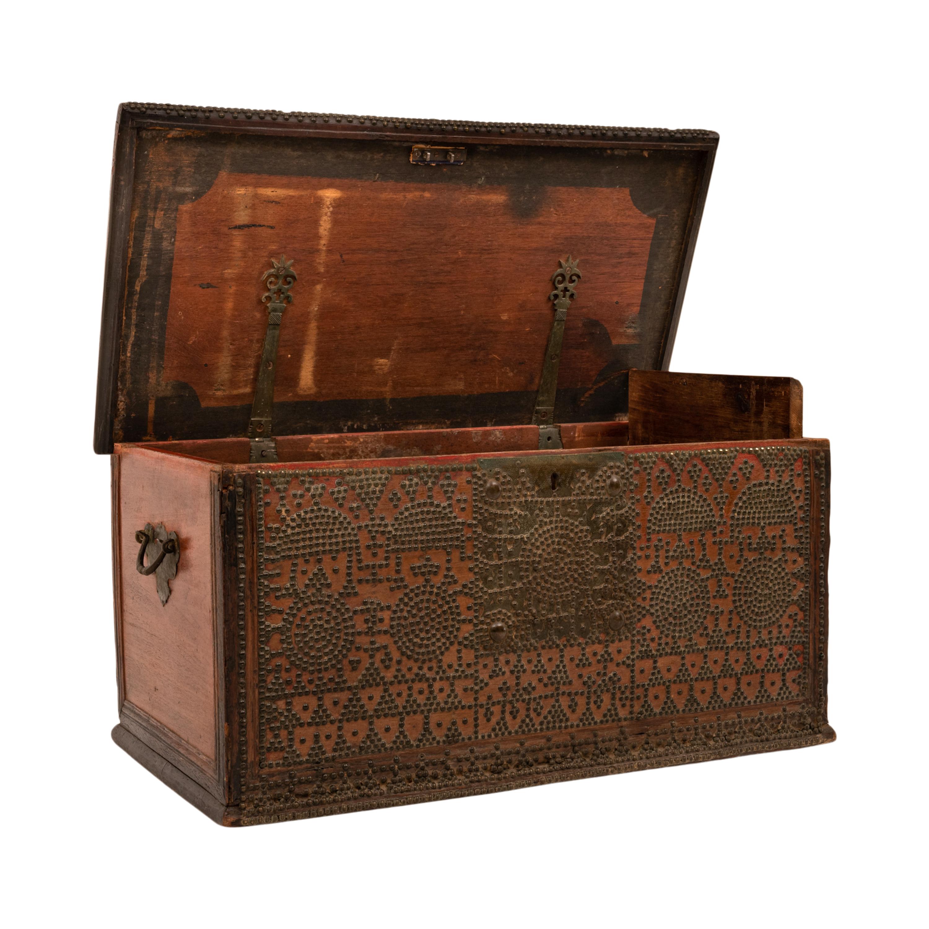 Antique Zanzibar Omani Arab Padouk Teak Brass Stud Dowry Chest Coffer Truck 1820 3