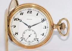 Antike Zenith 14 Karat Gold Taschenuhr, Savonette, Emaille-Zifferblatt