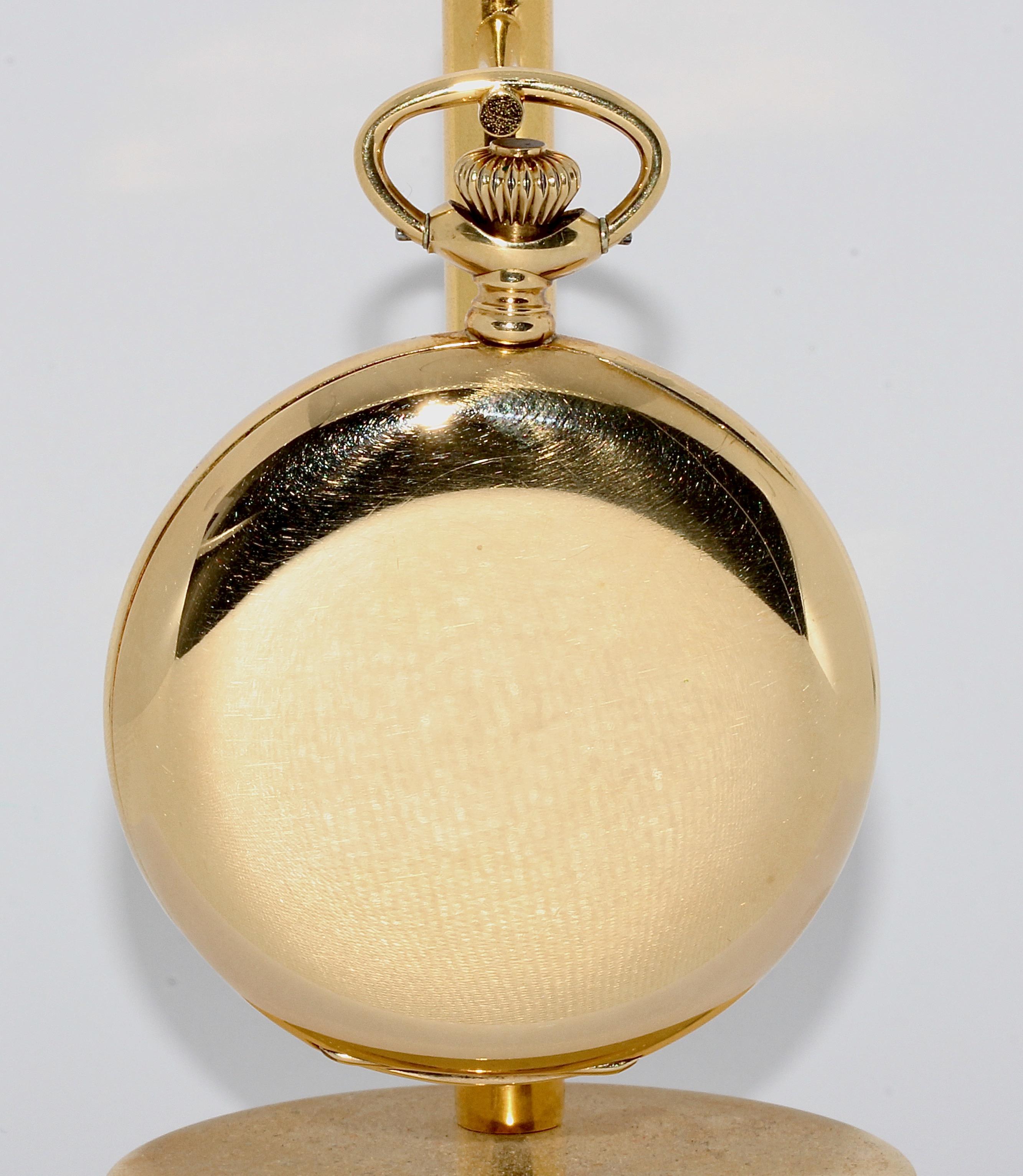 Antique Zenith 14 Karat Gold Pocket Watch, Savonette, Enamel Dial For Sale 1