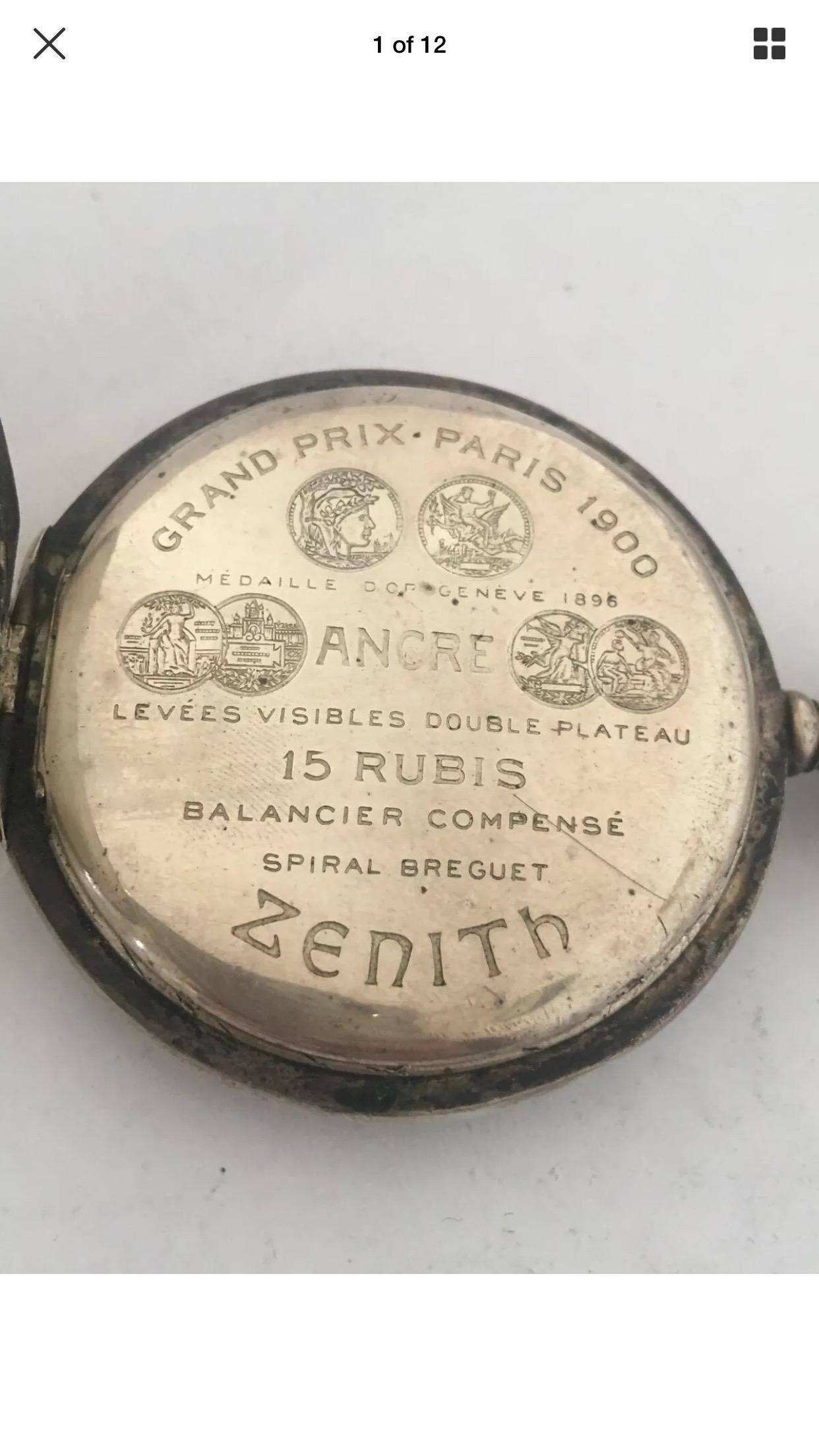 zenith grand prix paris 1900 ancre 15 rubis