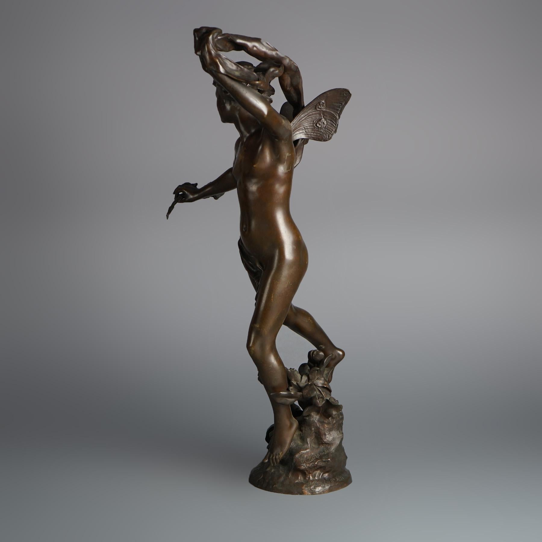 Antique Zephyr Cast Bronze Sculpture Signed By F. Charpentier C1890 For Sale 6