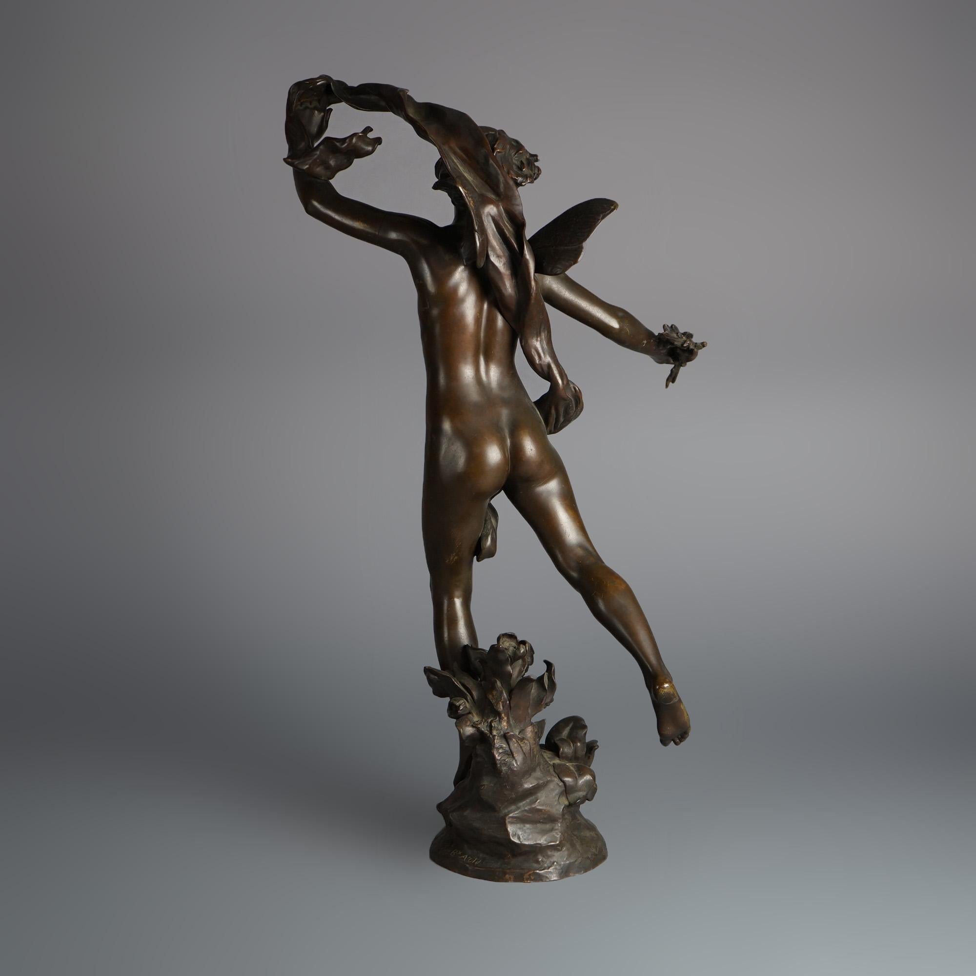Antique Zephyr Cast Bronze Sculpture Signed By F. Charpentier C1890 For Sale 11
