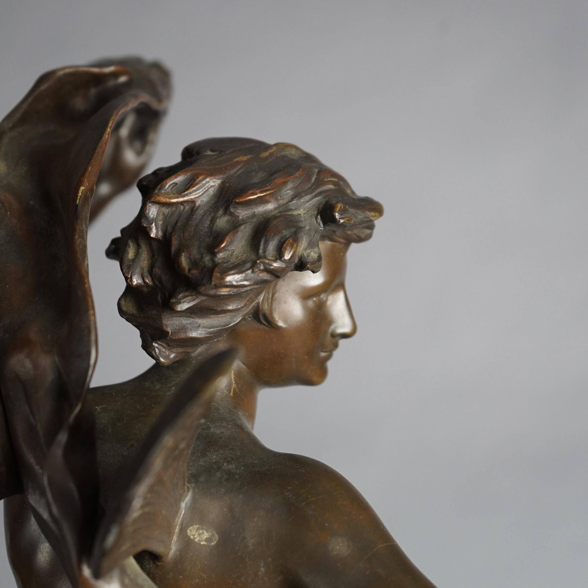 Antique Zephyr Cast Bronze Sculpture Signed By F. Charpentier C1890 For Sale 13