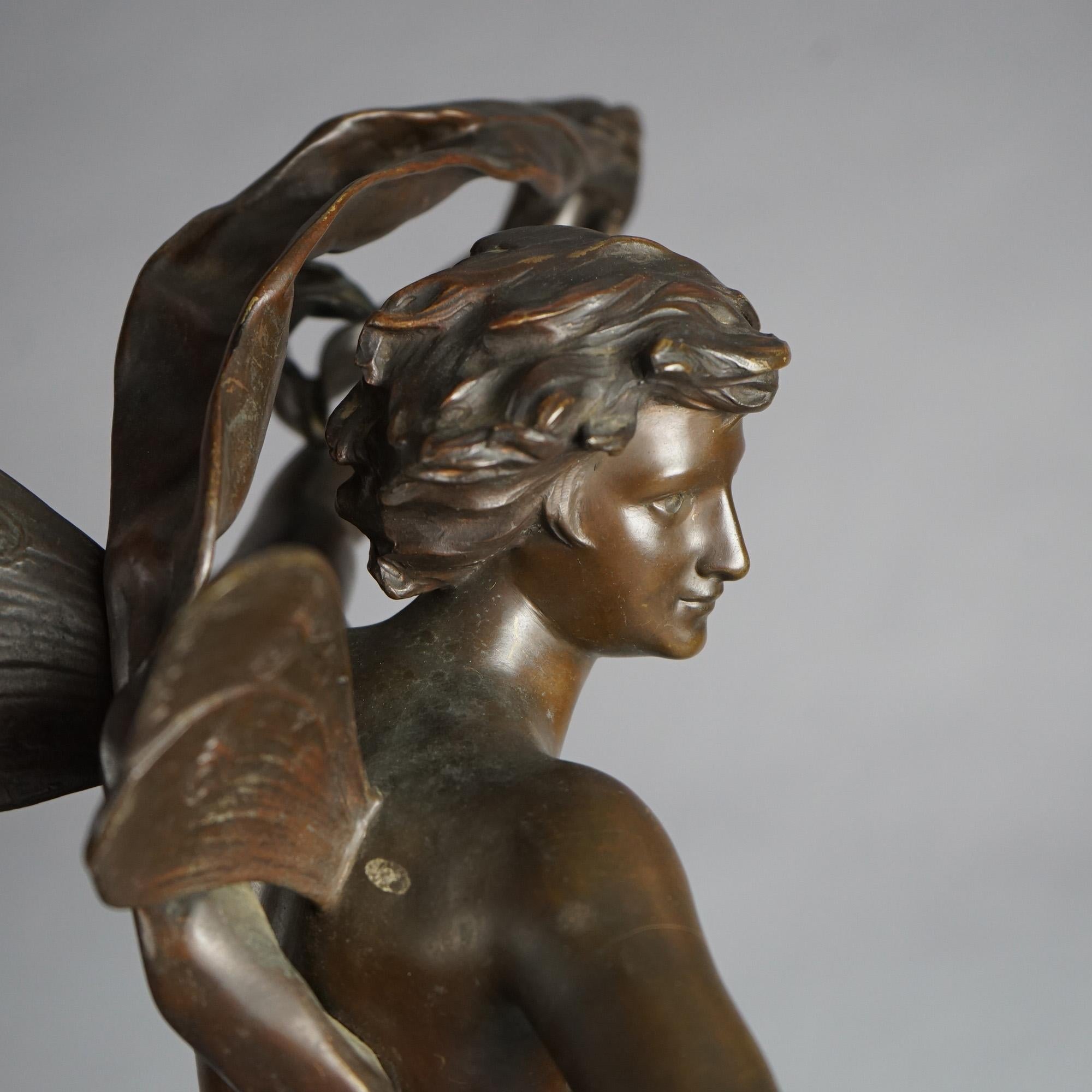 Antique Zephyr Cast Bronze Sculpture Signed By F. Charpentier C1890 For Sale 14