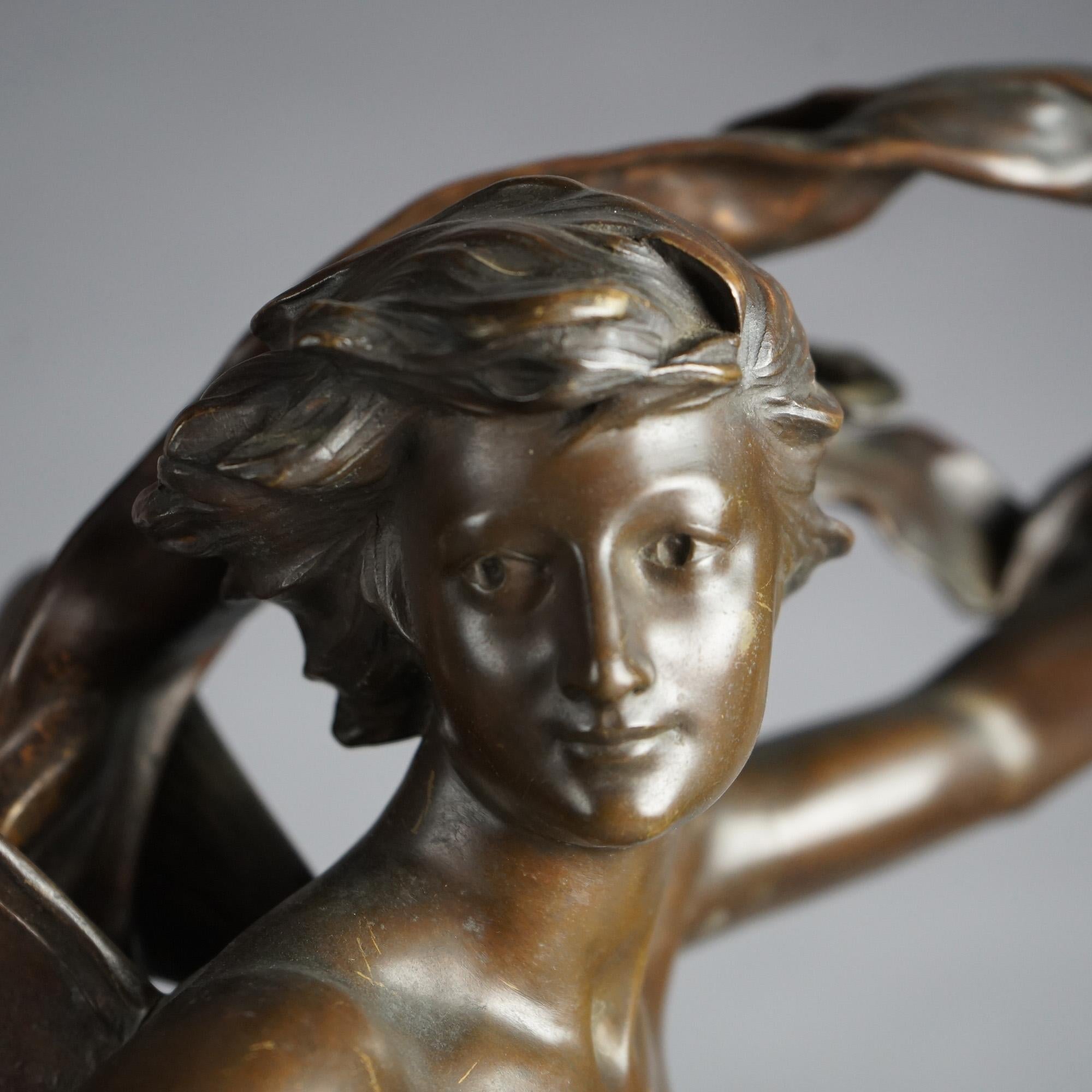 Antique Zephyr Cast Bronze Sculpture Signed By F. Charpentier C1890 For Sale 16