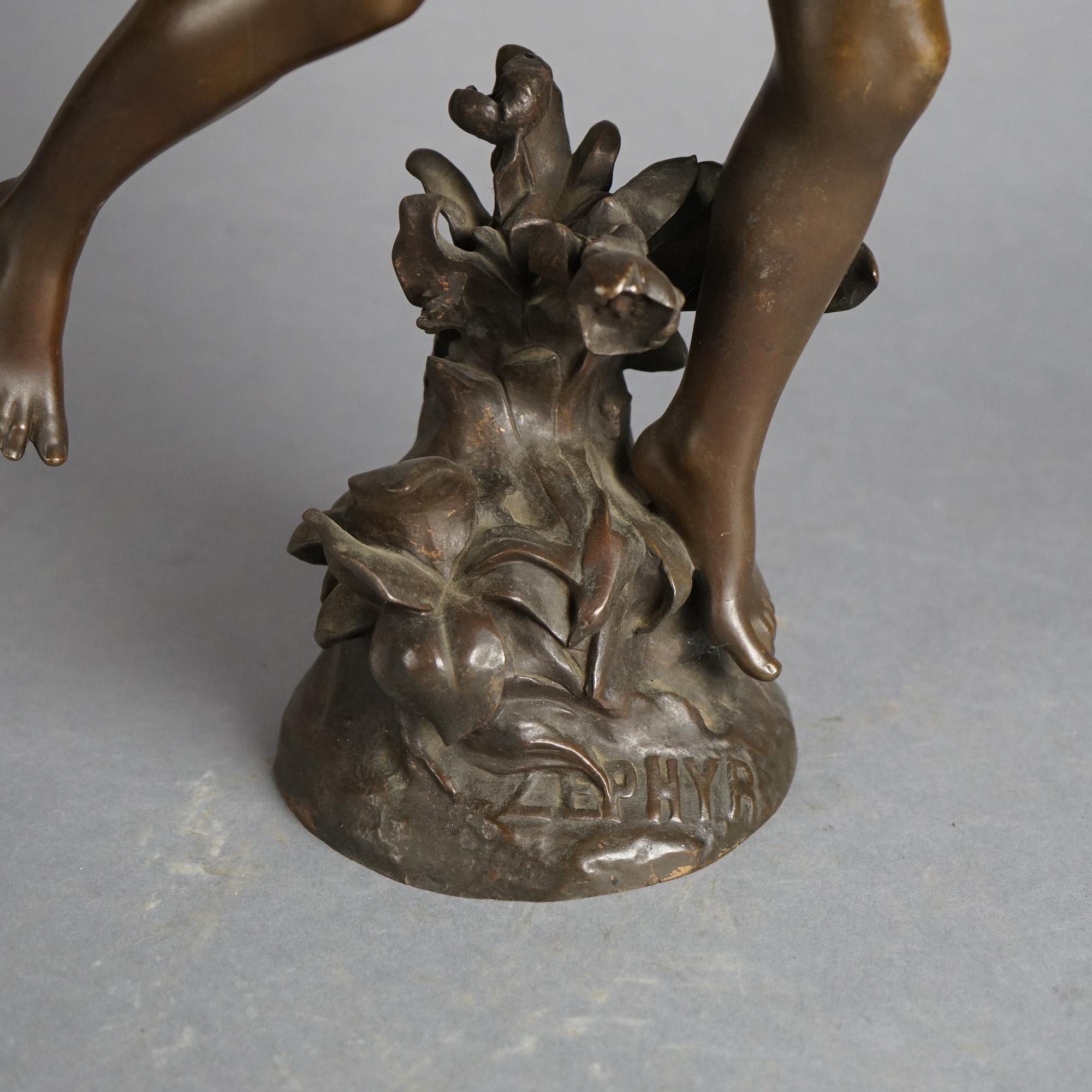 Antique Zephyr Cast Bronze Sculpture Signed By F. Charpentier C1890 For Sale 3