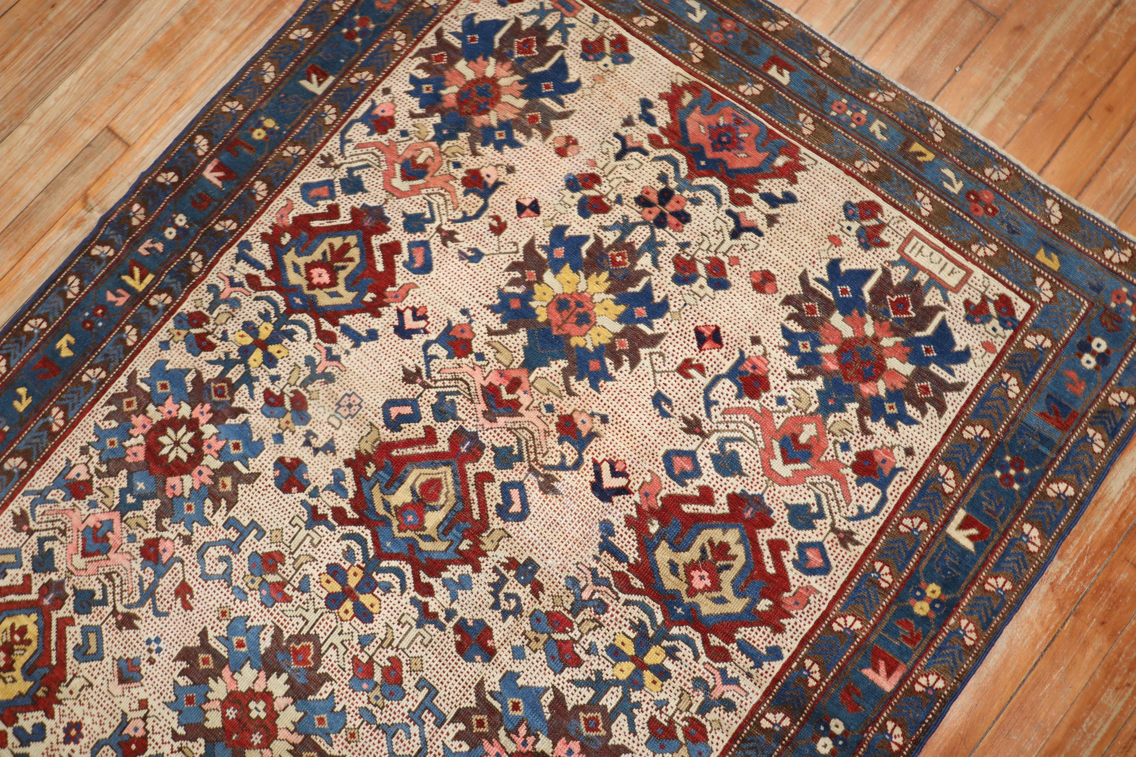 19th Century Antique Zeychour Caucasian Kuba Rug For Sale