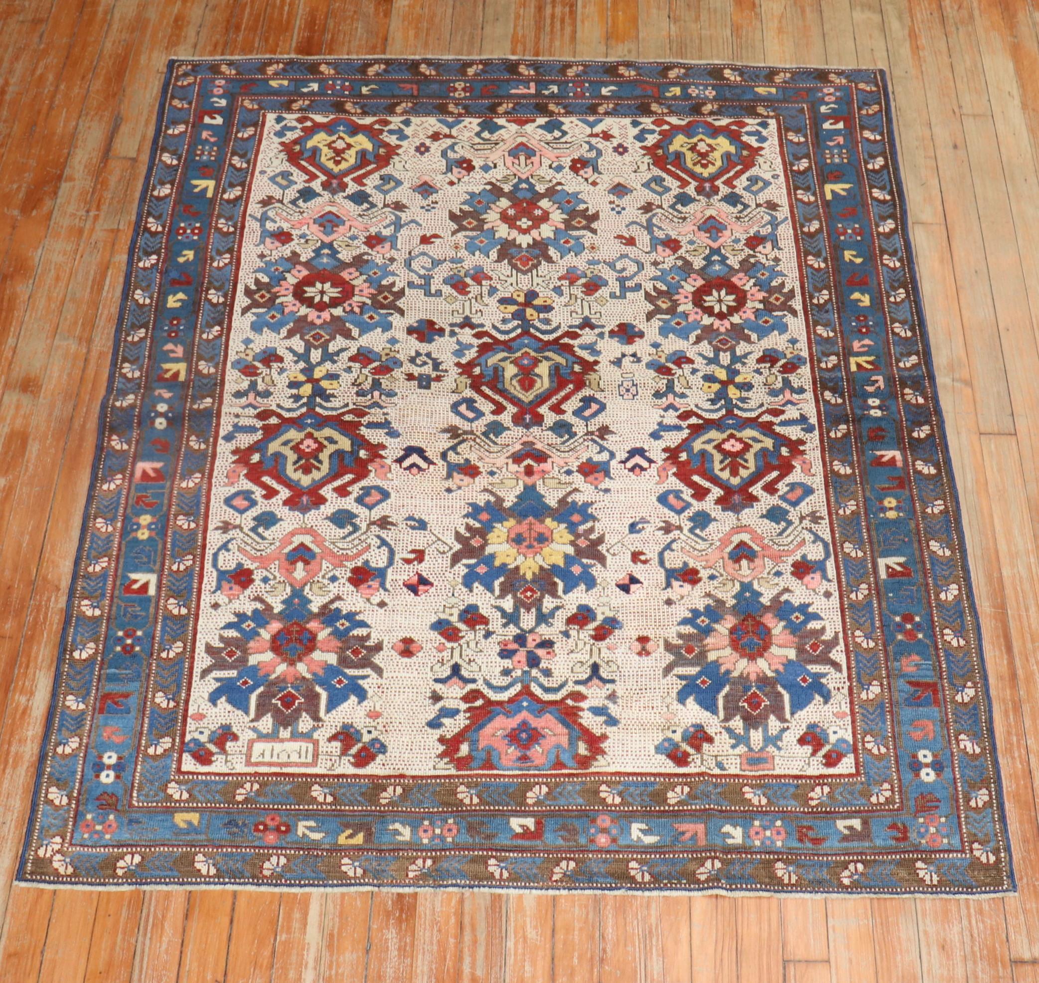 Wool Antique Zeychour Caucasian Kuba Rug For Sale