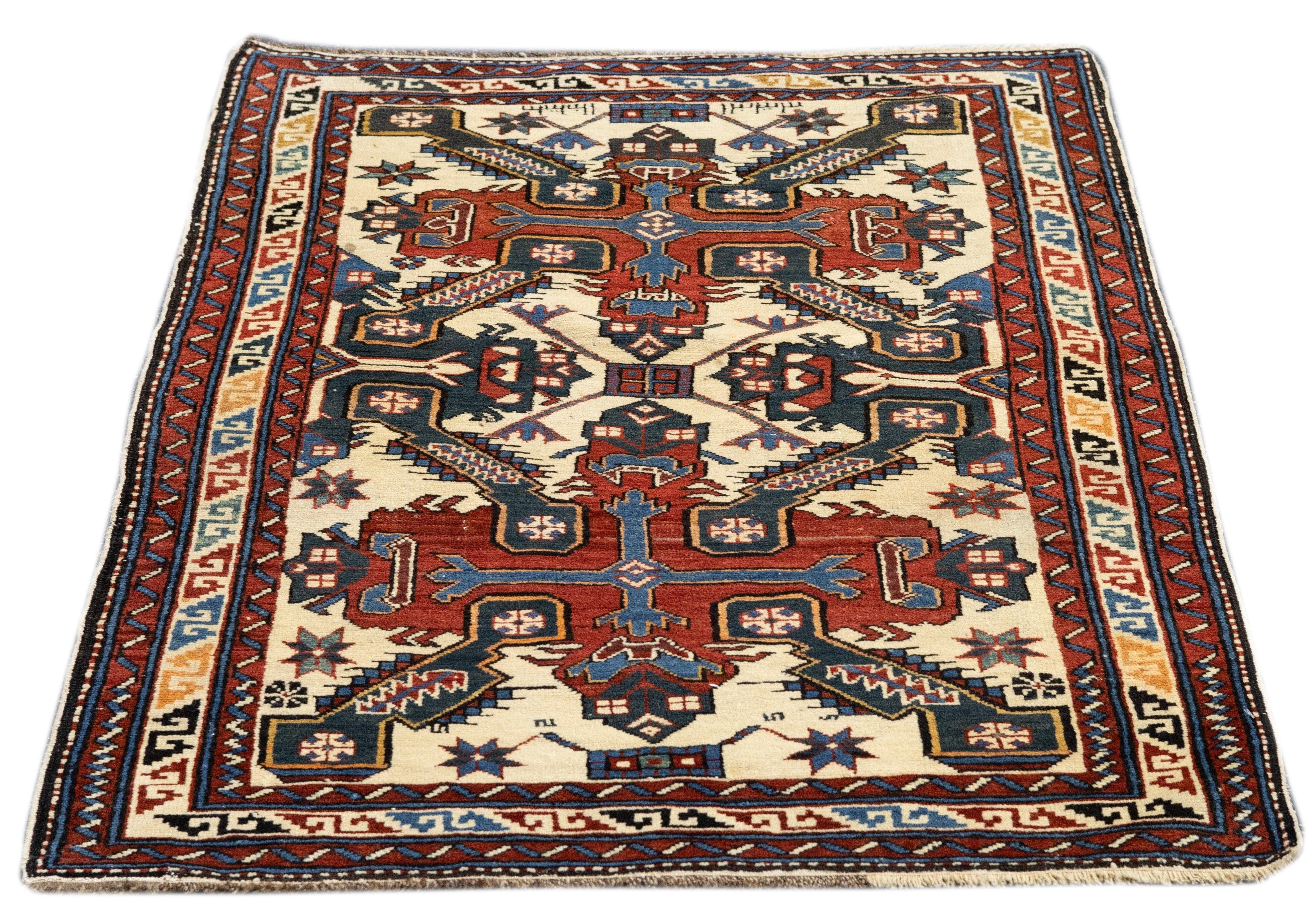 XIXe siècle Tapis Zeyhur ancien de 3' x 3'11'' en vente