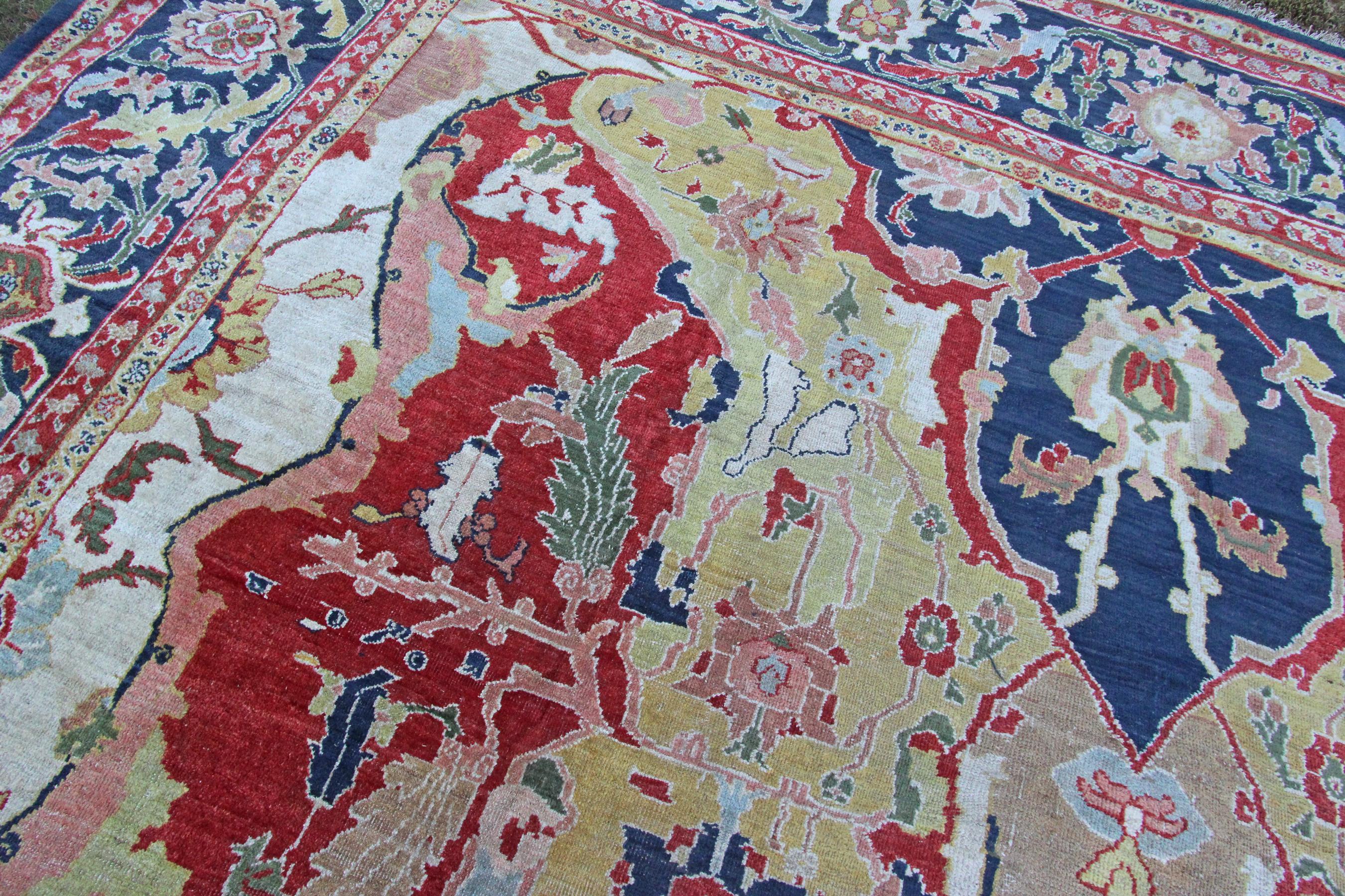 Azerbaijani Antique Ziegler Carpet, Rare 17th Century Polonaise Design For Sale