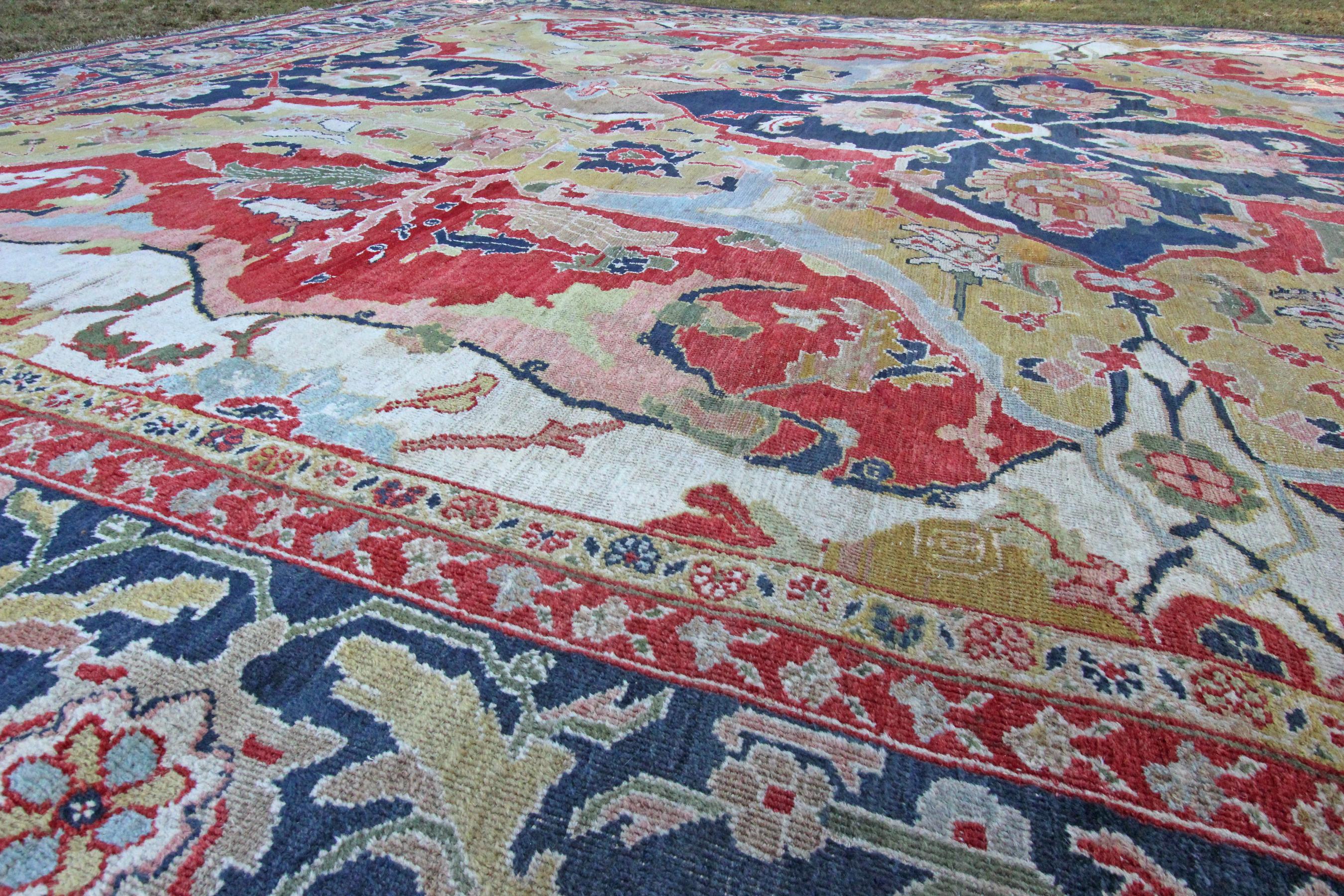 Hand-Woven Antique Ziegler Carpet, Rare 17th Century Polonaise Design For Sale